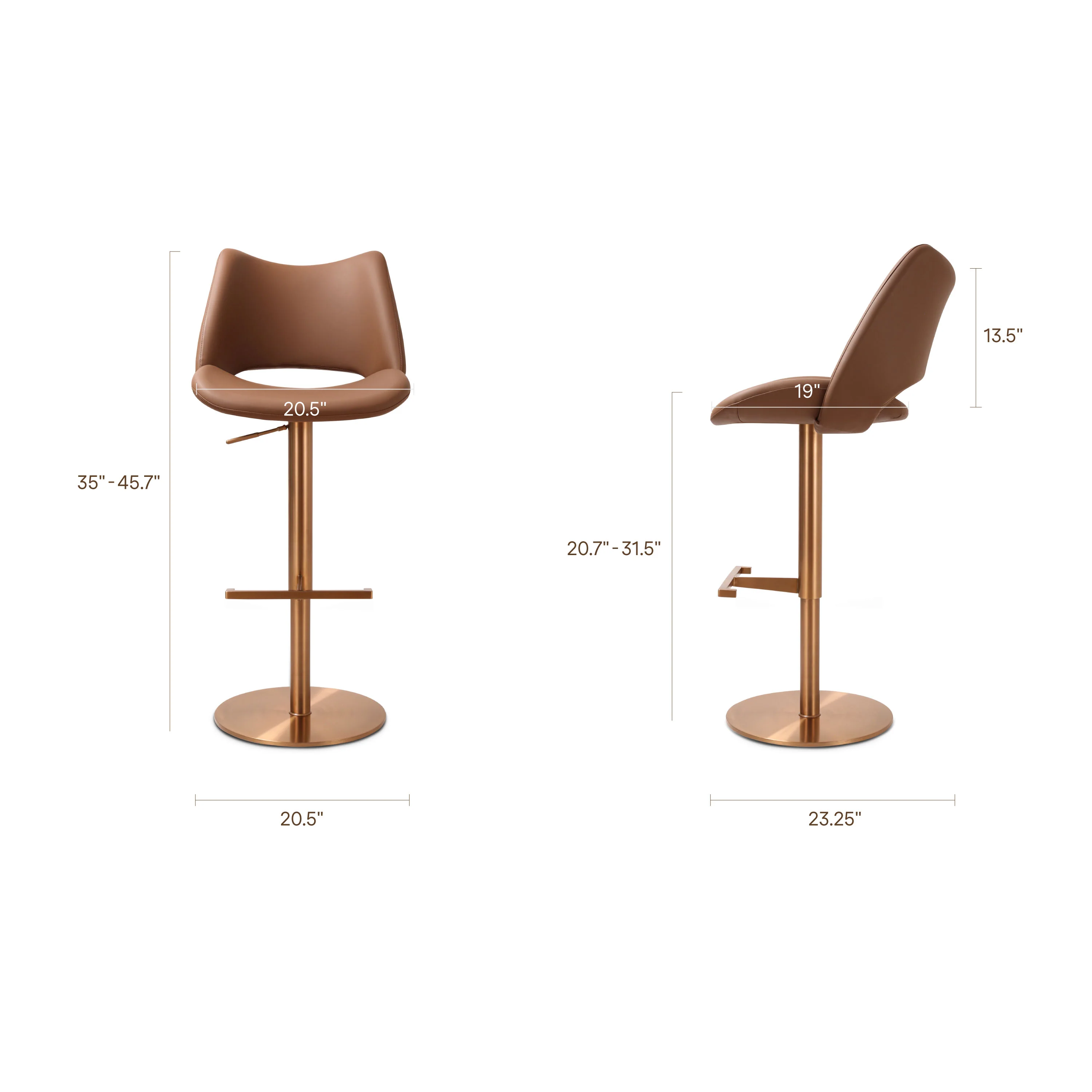 Sola Counter Stool | Cinnamon Brown - Image 10