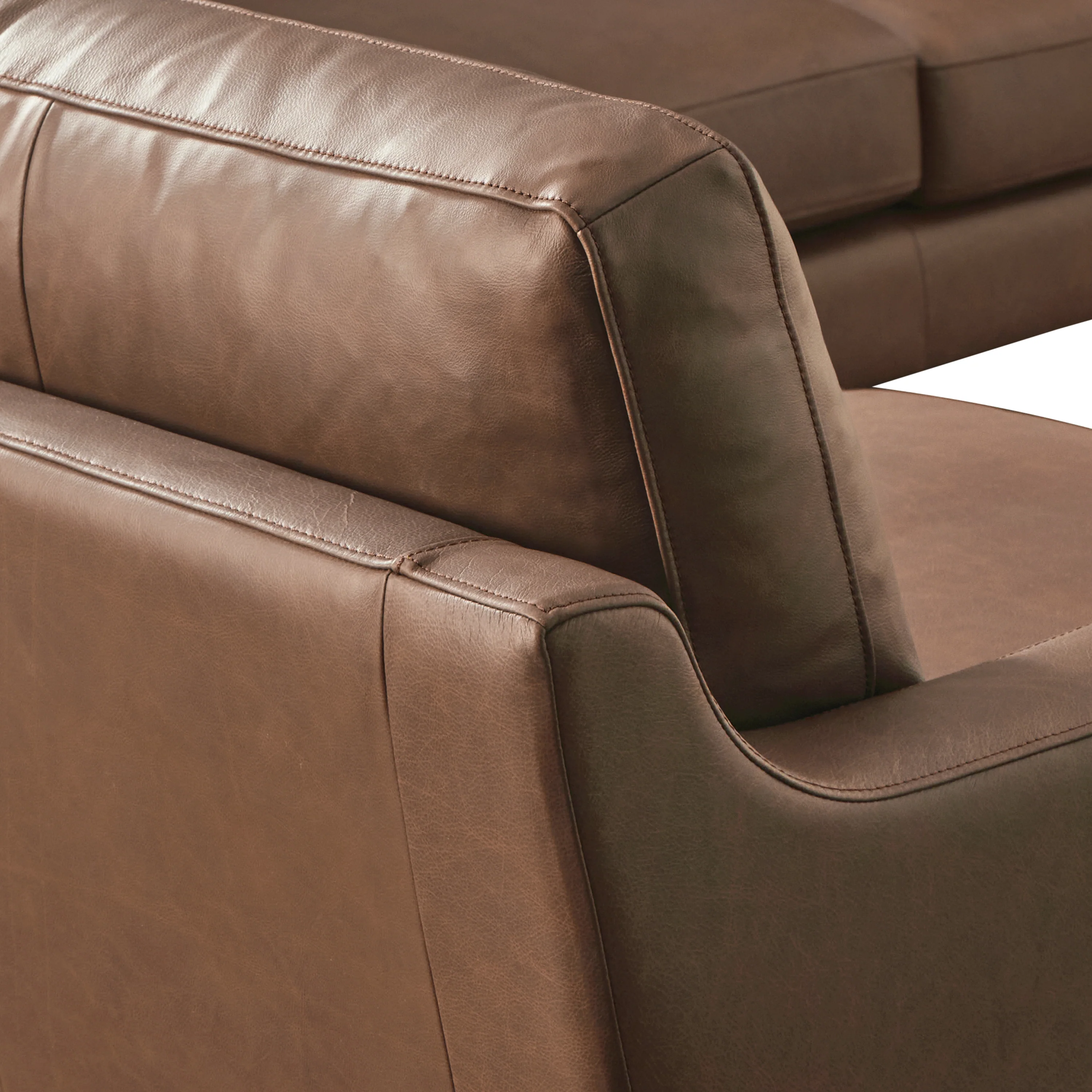 Sorrento 98" Leather L-Shaped Corner Sectional Sofa | Caramel Brown - Image 12