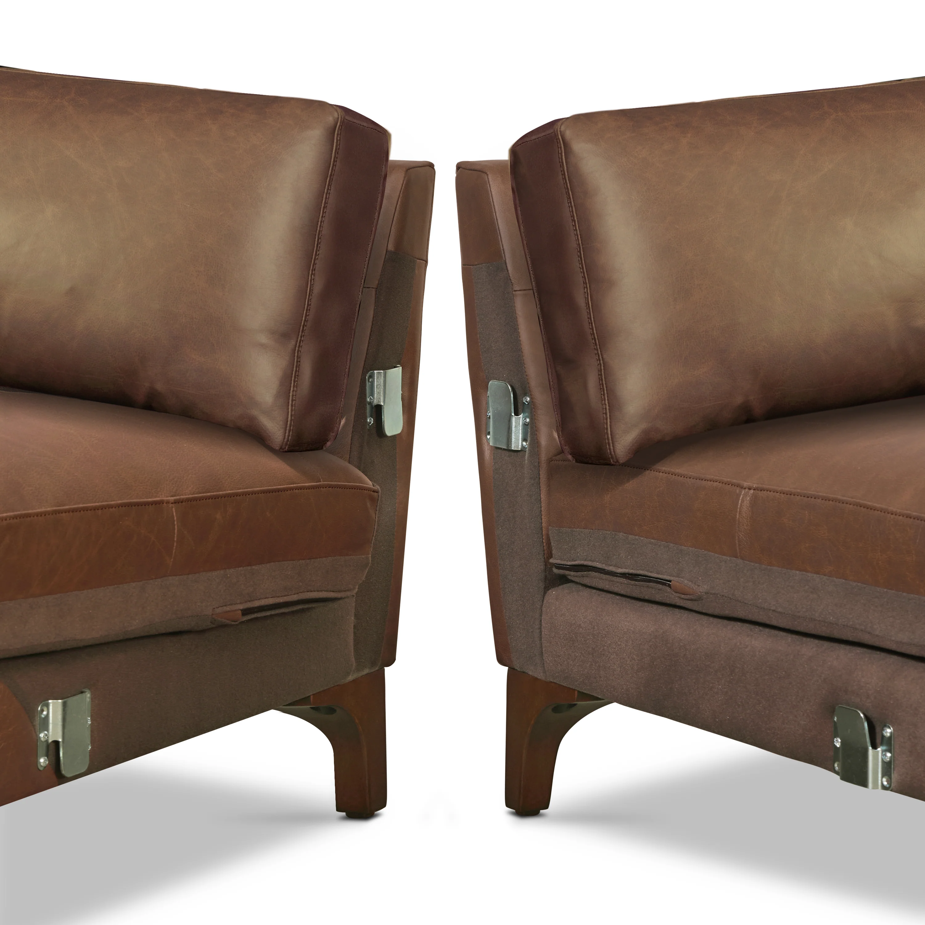 Sorrento 98" Leather L-Shaped Corner Sectional Sofa | Caramel Brown - Image 14