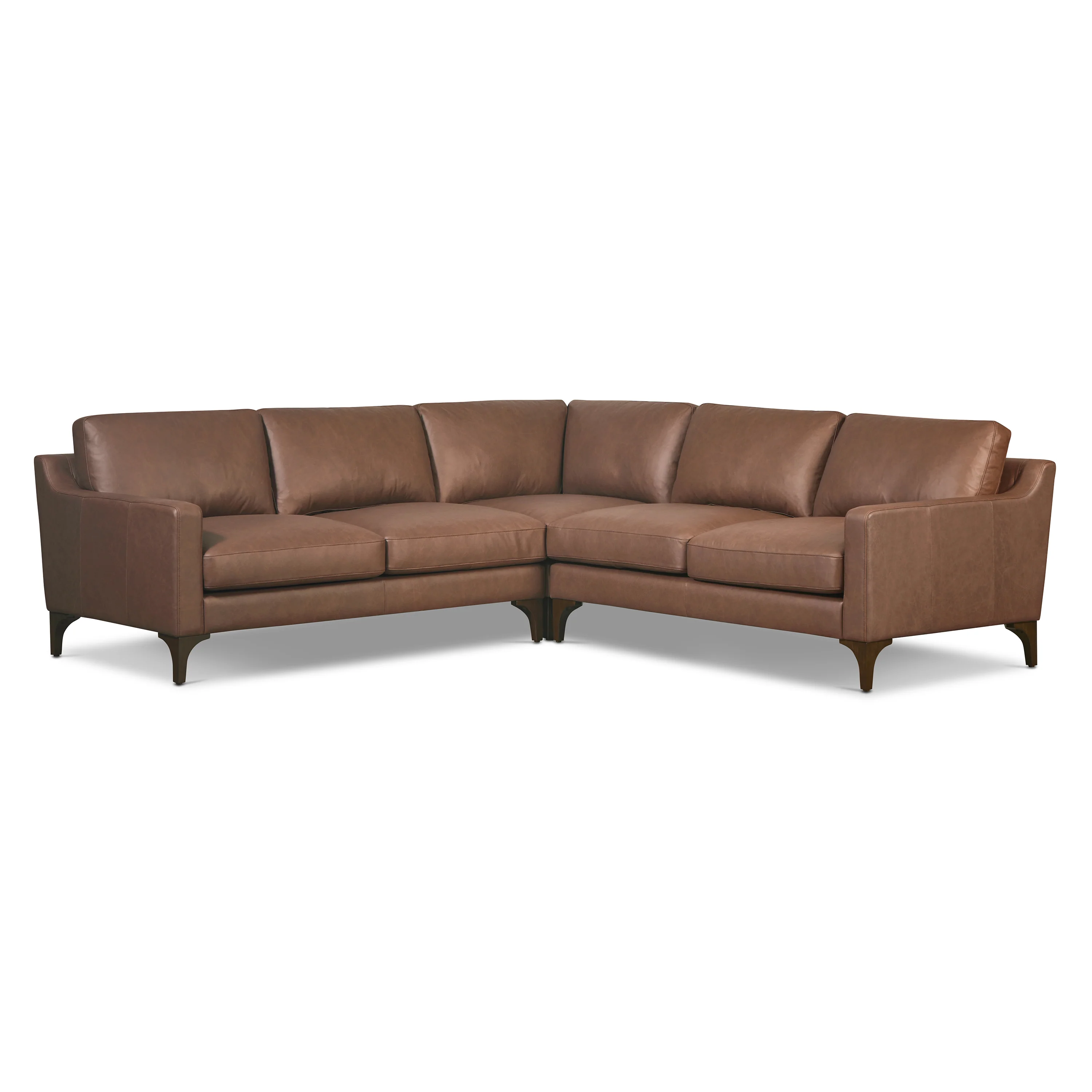 Sorrento 98" Leather L-Shaped Corner Sectional Sofa | Caramel Brown - Image 3