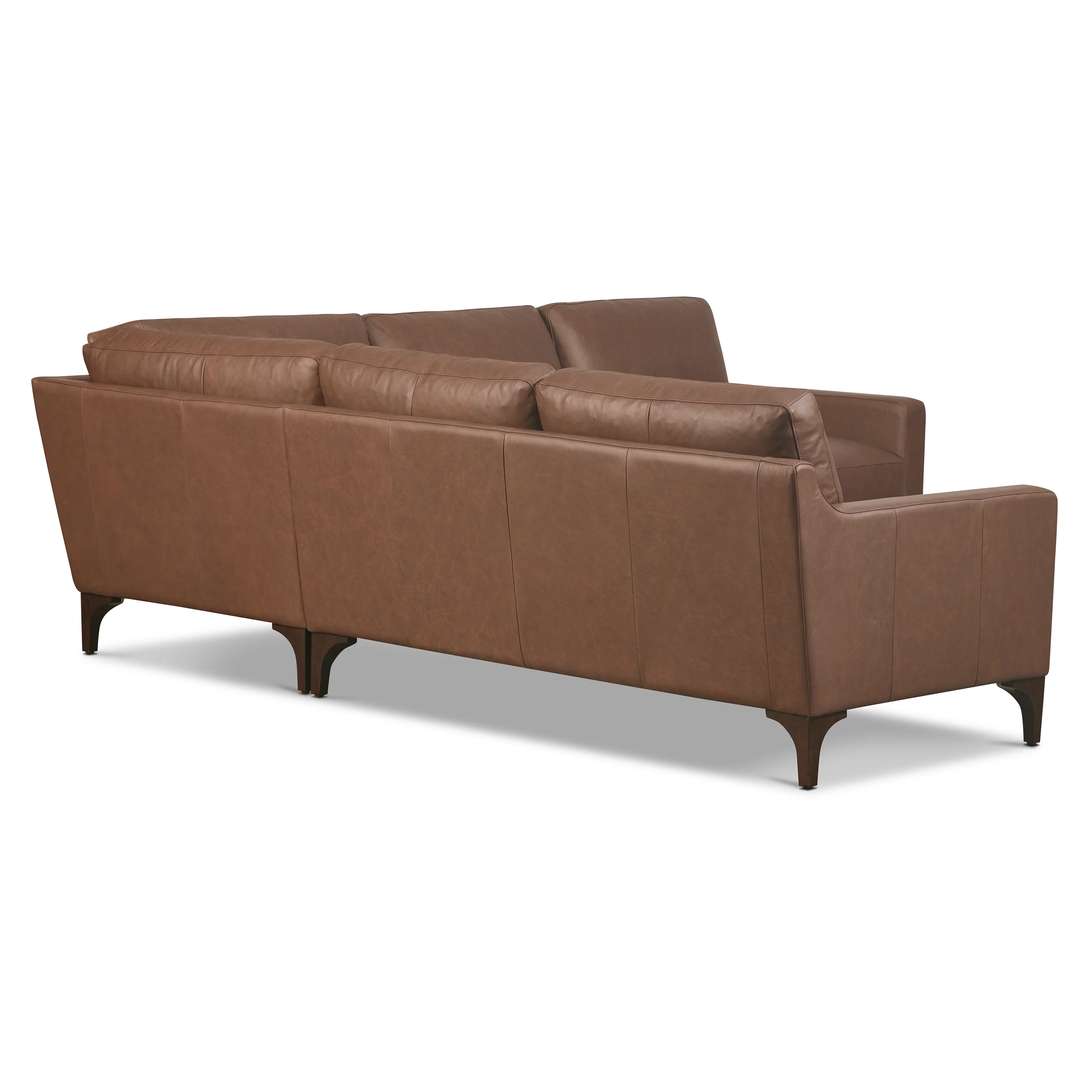Sorrento 98" Leather L-Shaped Corner Sectional Sofa | Caramel Brown - Image 4