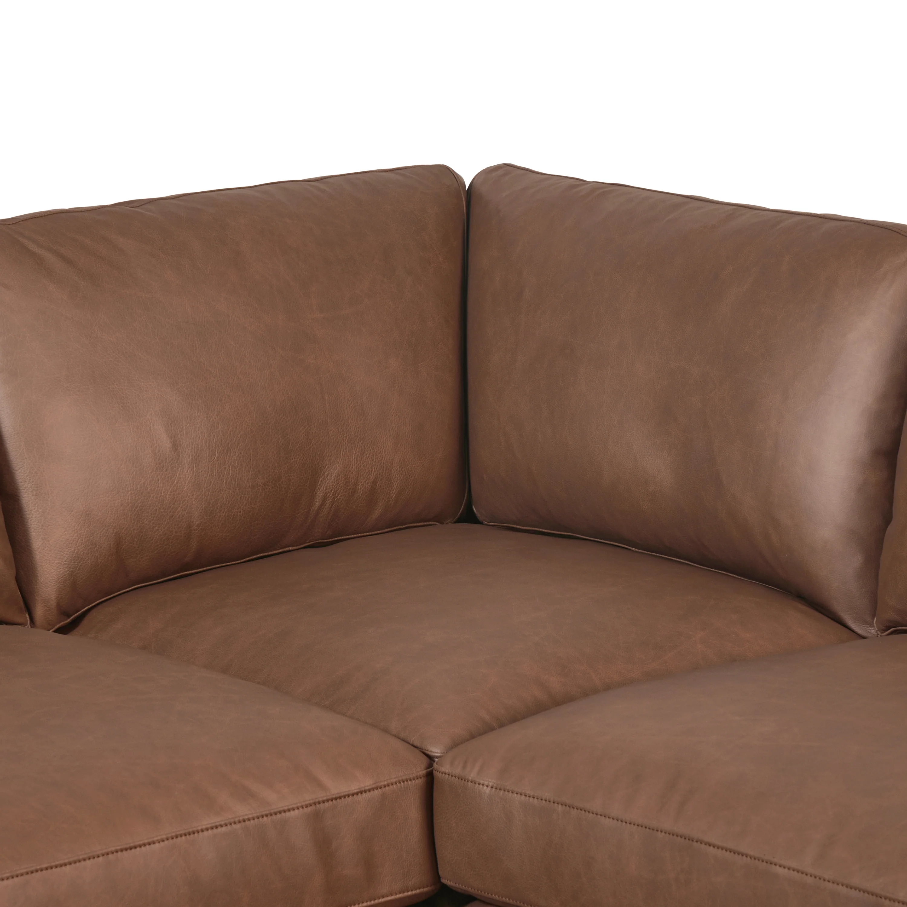 Sorrento 98" Leather L-Shaped Corner Sectional Sofa | Caramel Brown - Image 9