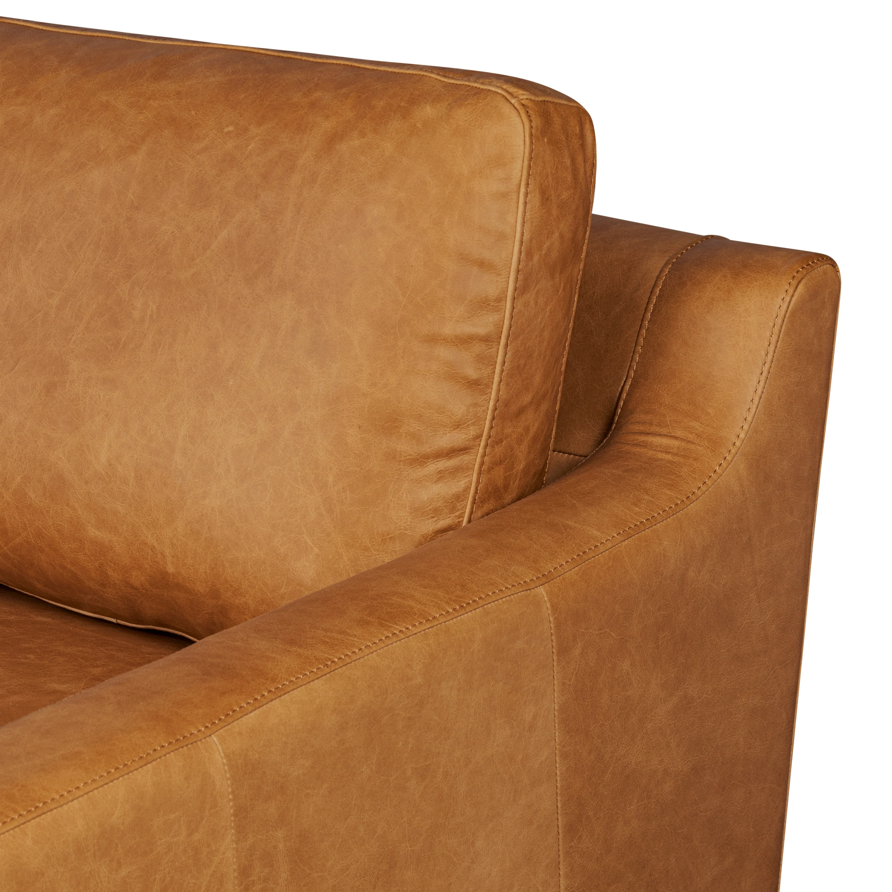 Sorrento 98" Leather L-Shaped Corner Sectional Sofa | Cognac Tan - Image 10