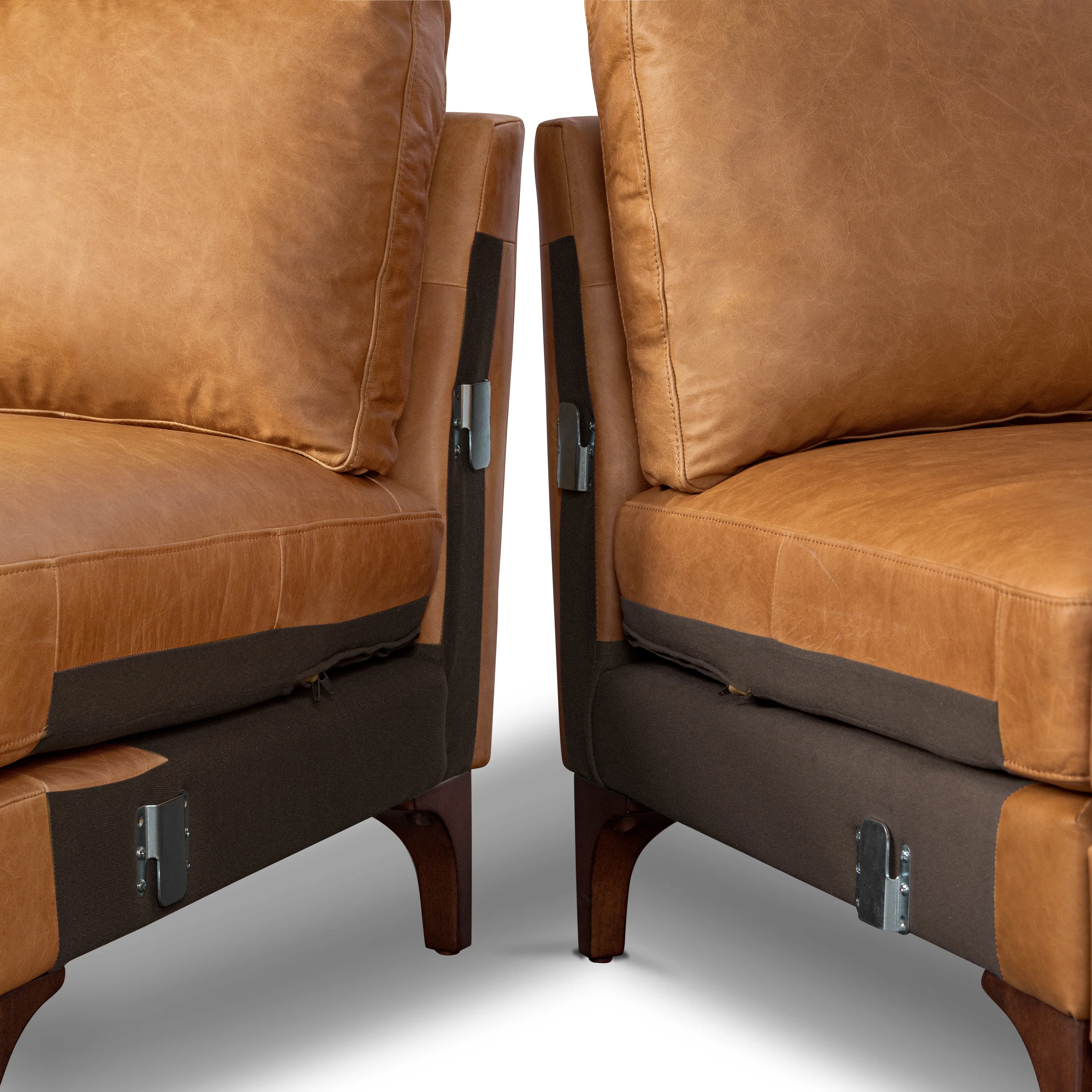 Sorrento 98" Leather L-Shaped Corner Sectional Sofa | Cognac Tan - Image 11
