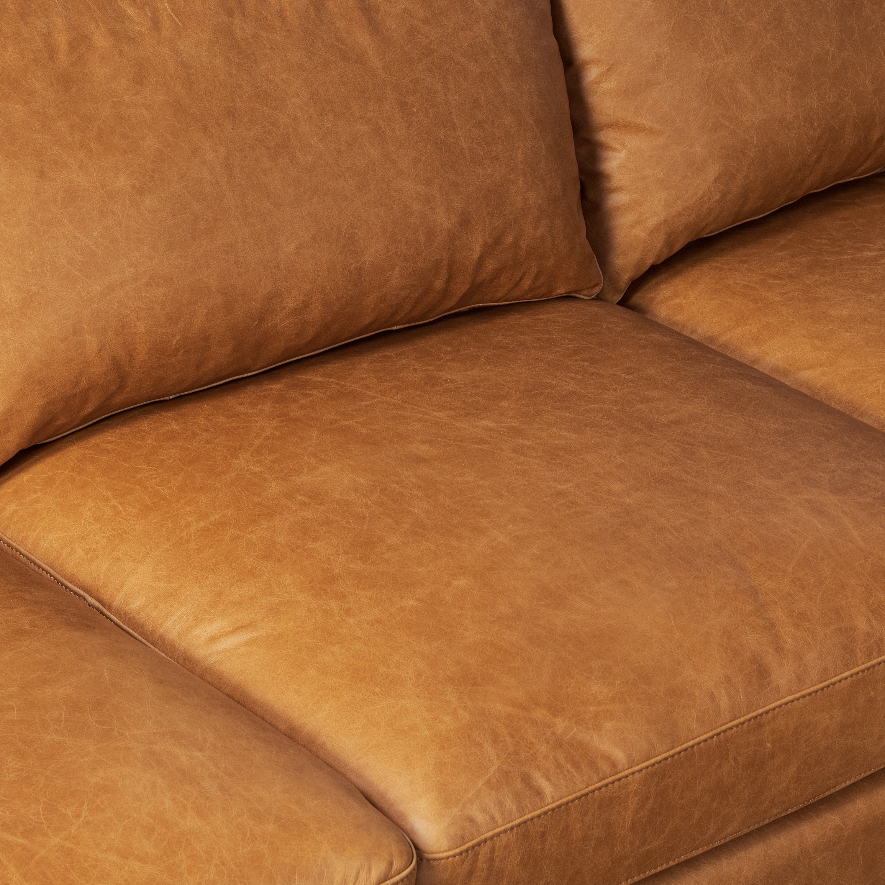 Sorrento 98" Leather L-Shaped Corner Sectional Sofa | Cognac Tan - Image 12