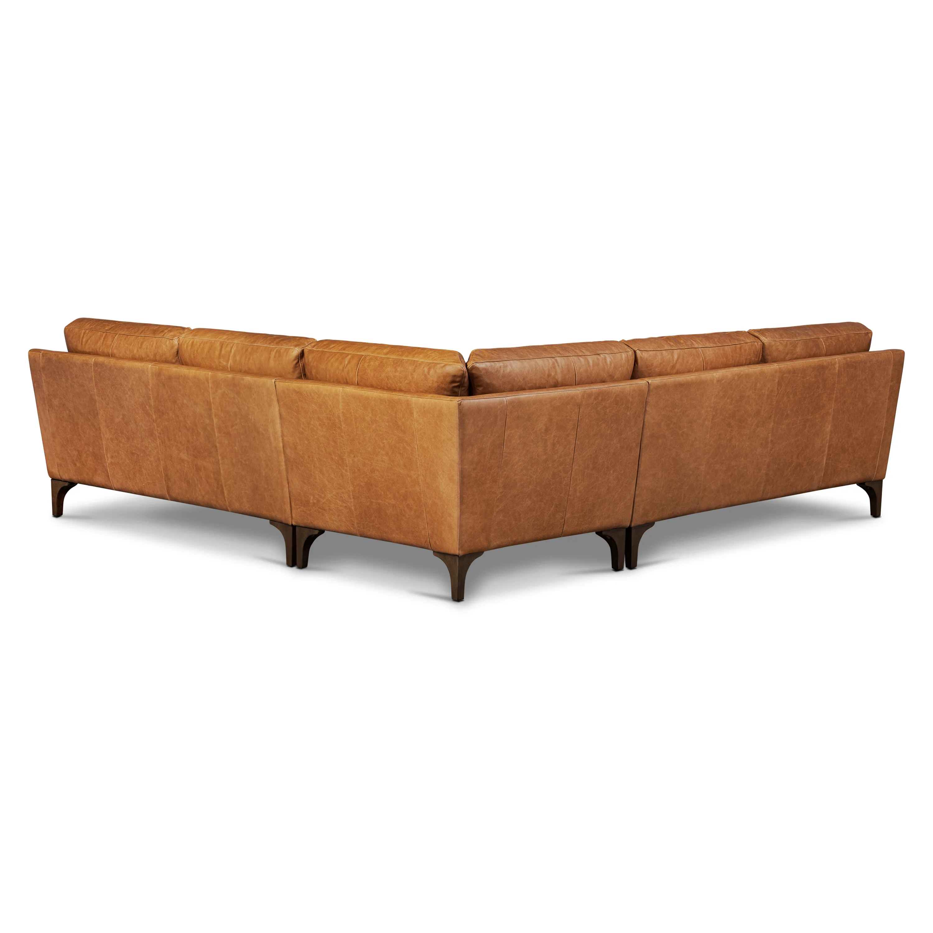 Sorrento 98" Leather L-Shaped Corner Sectional Sofa | Cognac Tan - Image 4