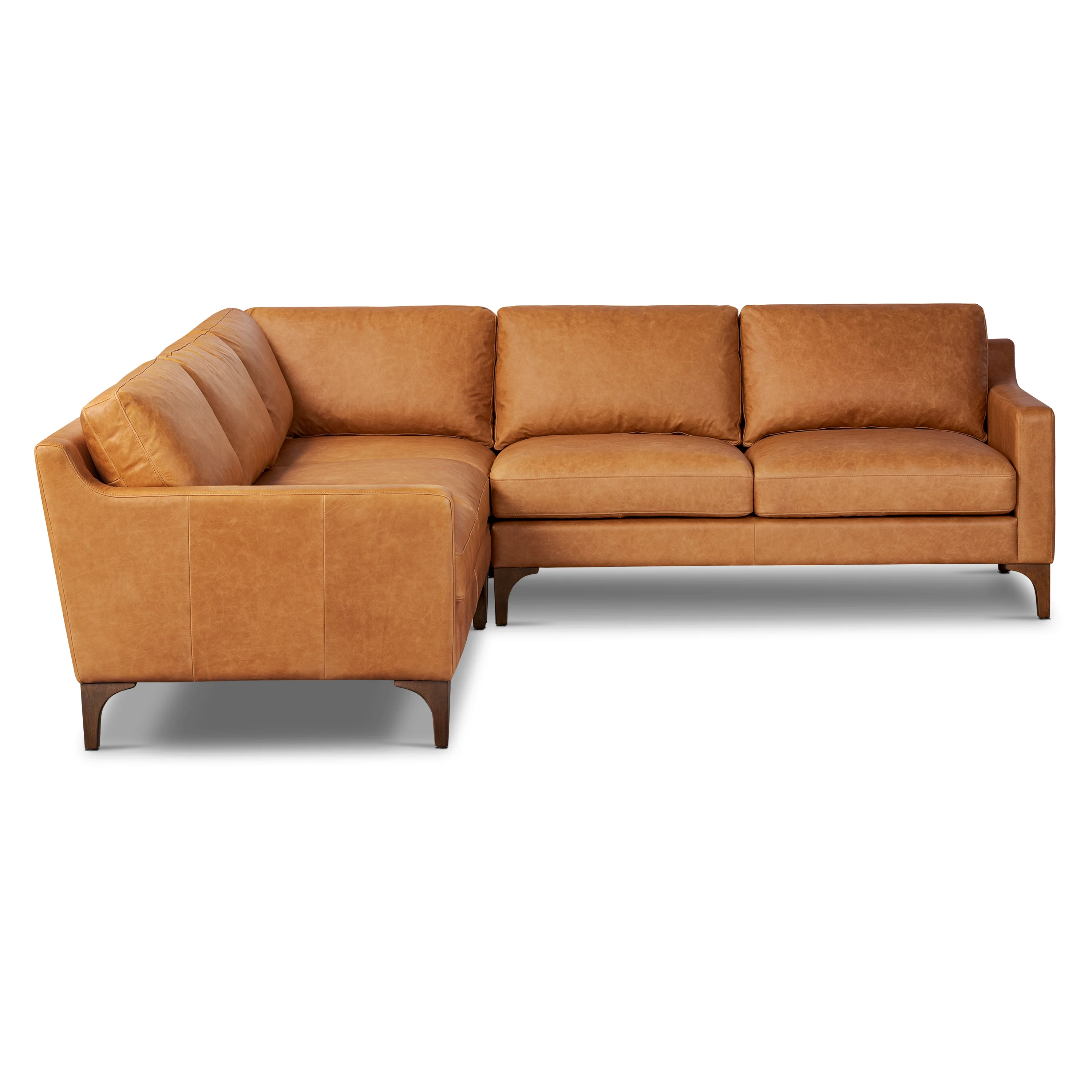 Sorrento 98" Leather L-Shaped Corner Sectional Sofa | Cognac Tan - Image 5