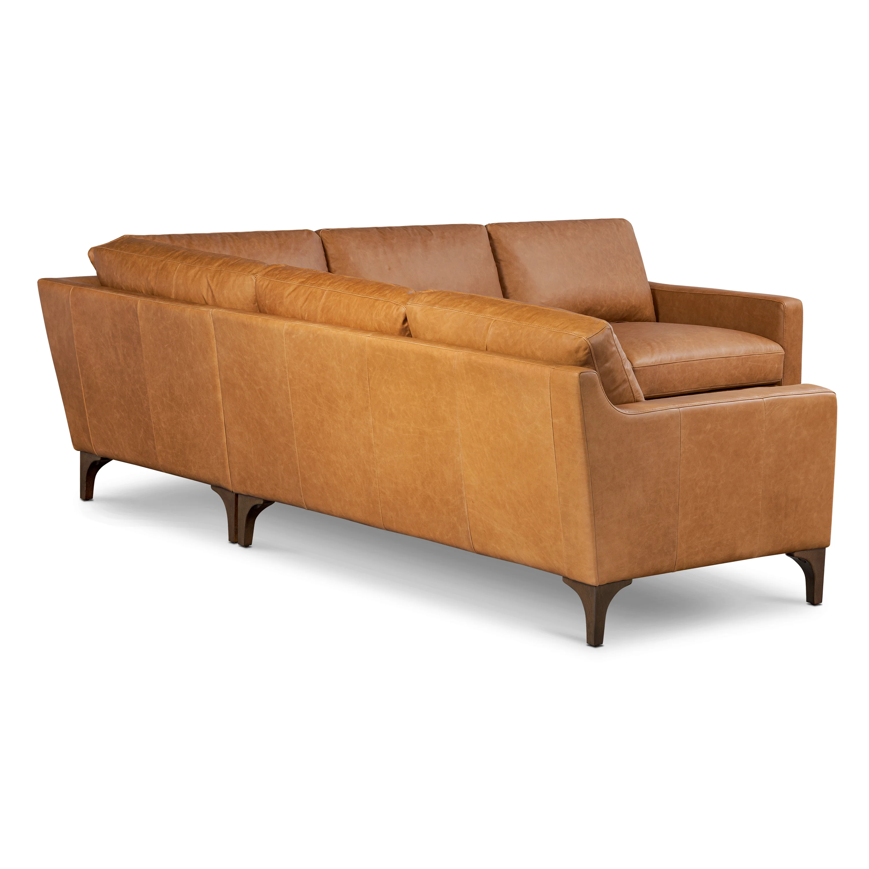 Sorrento 98" Leather L-Shaped Corner Sectional Sofa | Cognac Tan - Image 6