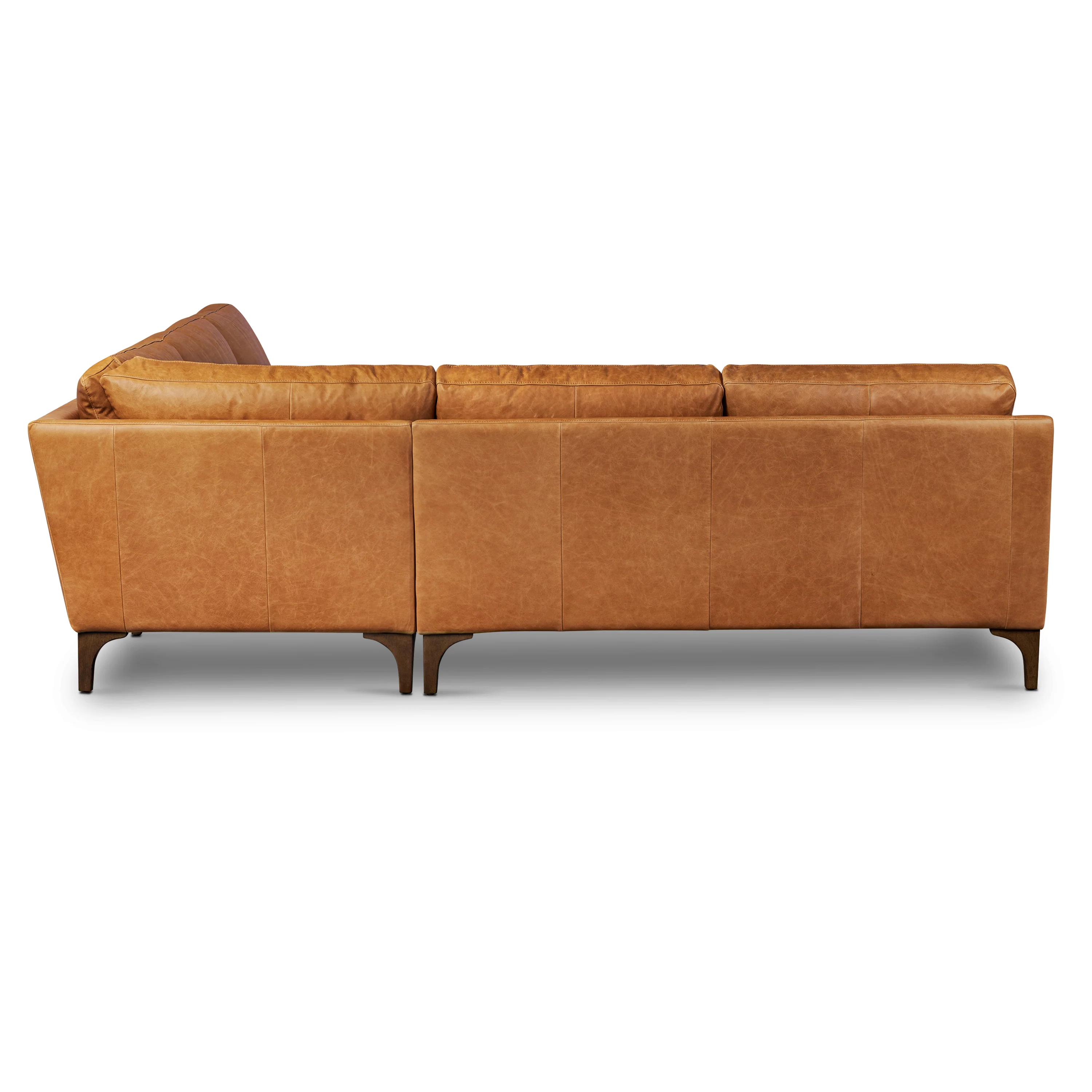 Sorrento 98" Leather L-Shaped Corner Sectional Sofa | Cognac Tan - Image 7