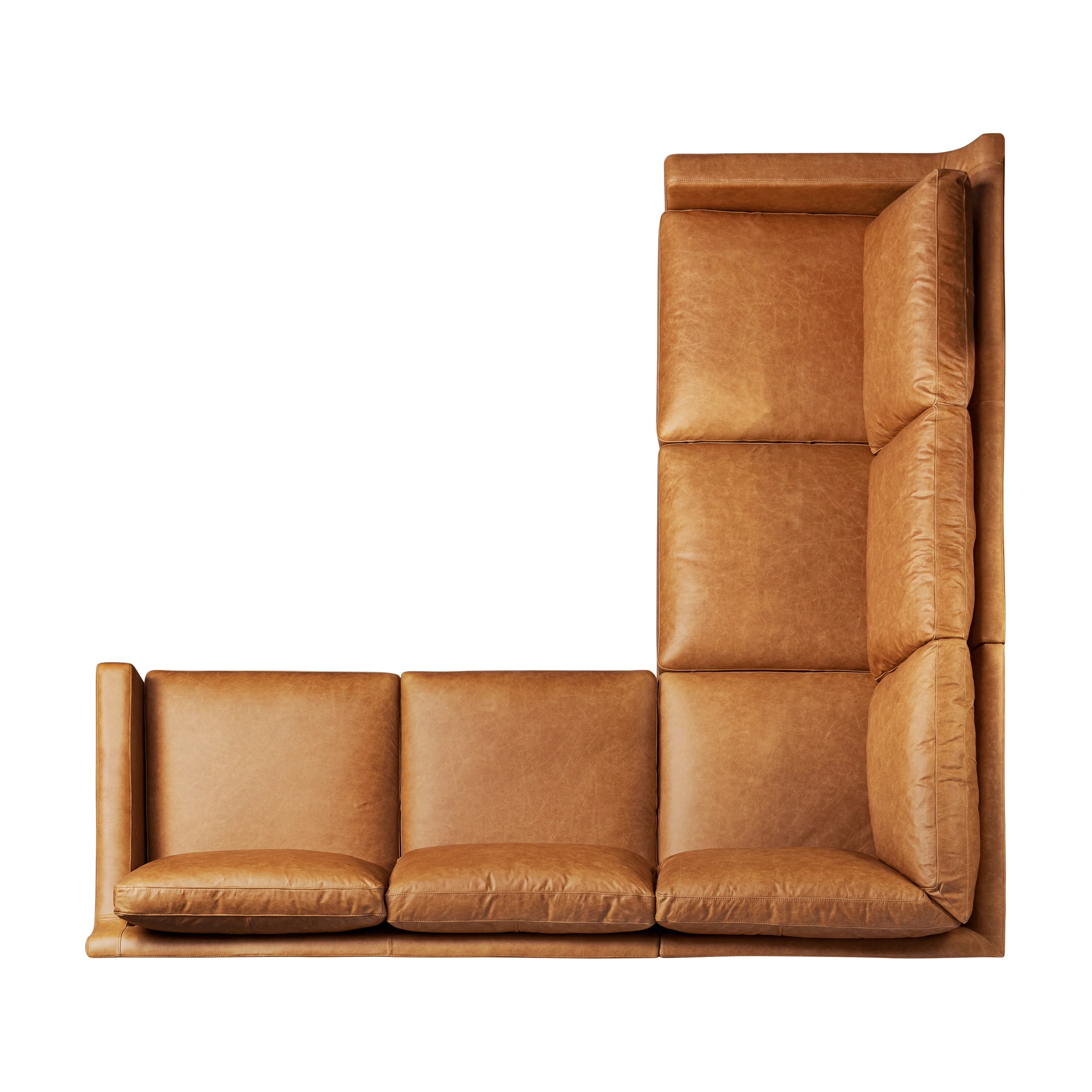 Sorrento 98" Leather L-Shaped Corner Sectional Sofa | Cognac Tan - Image 8