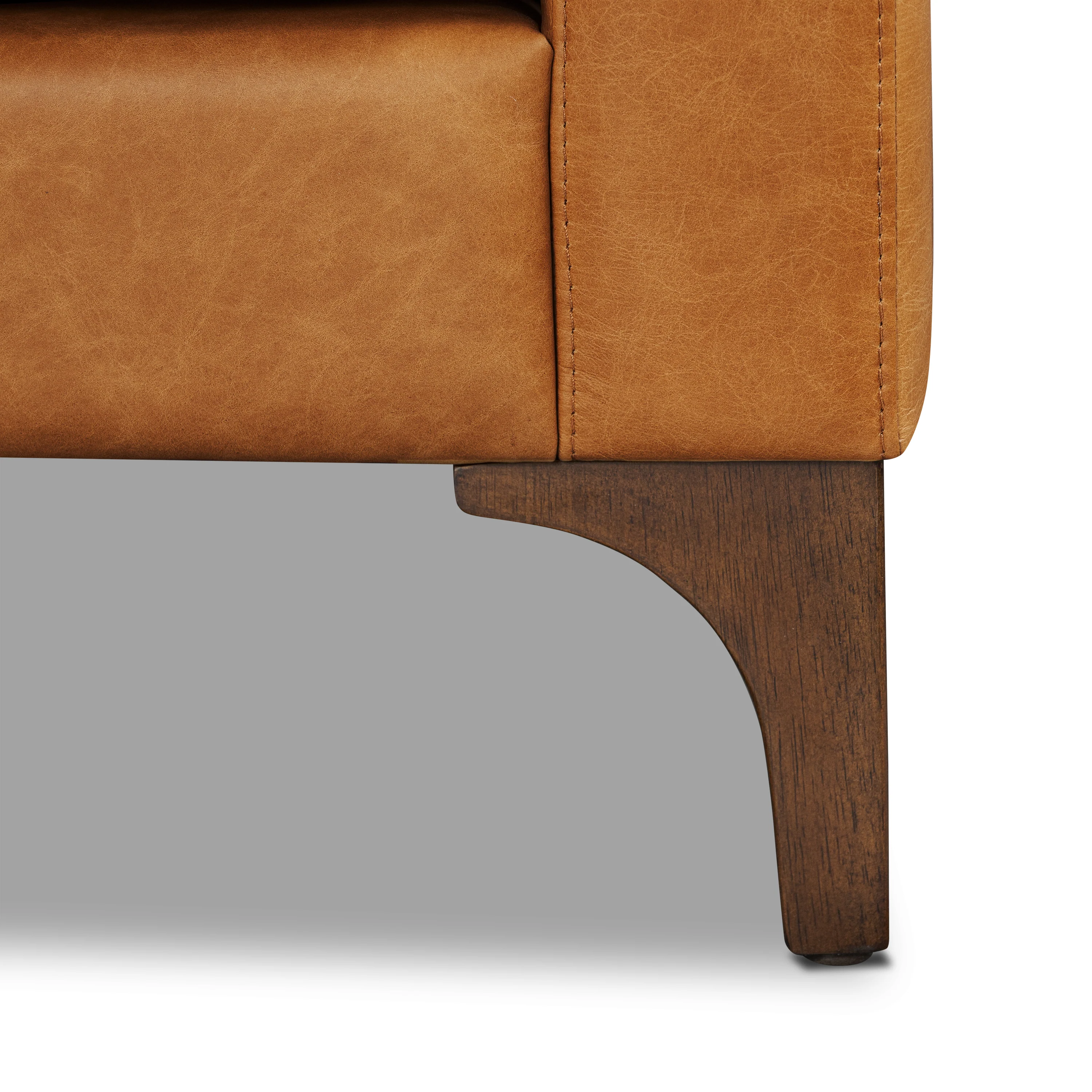 Sorrento 98" Leather L-Shaped Corner Sectional Sofa | Cognac Tan - Image 9