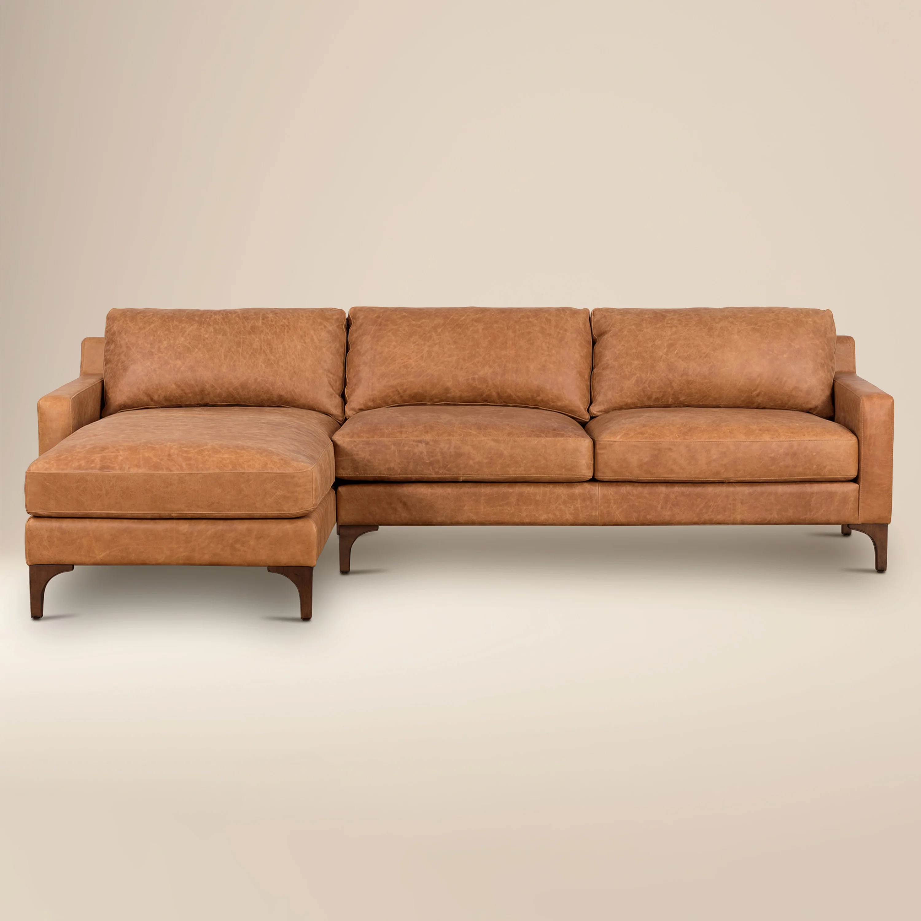 Sorrento 105" Leather Left-Facing Sectional Sofa | Cognac Tan
