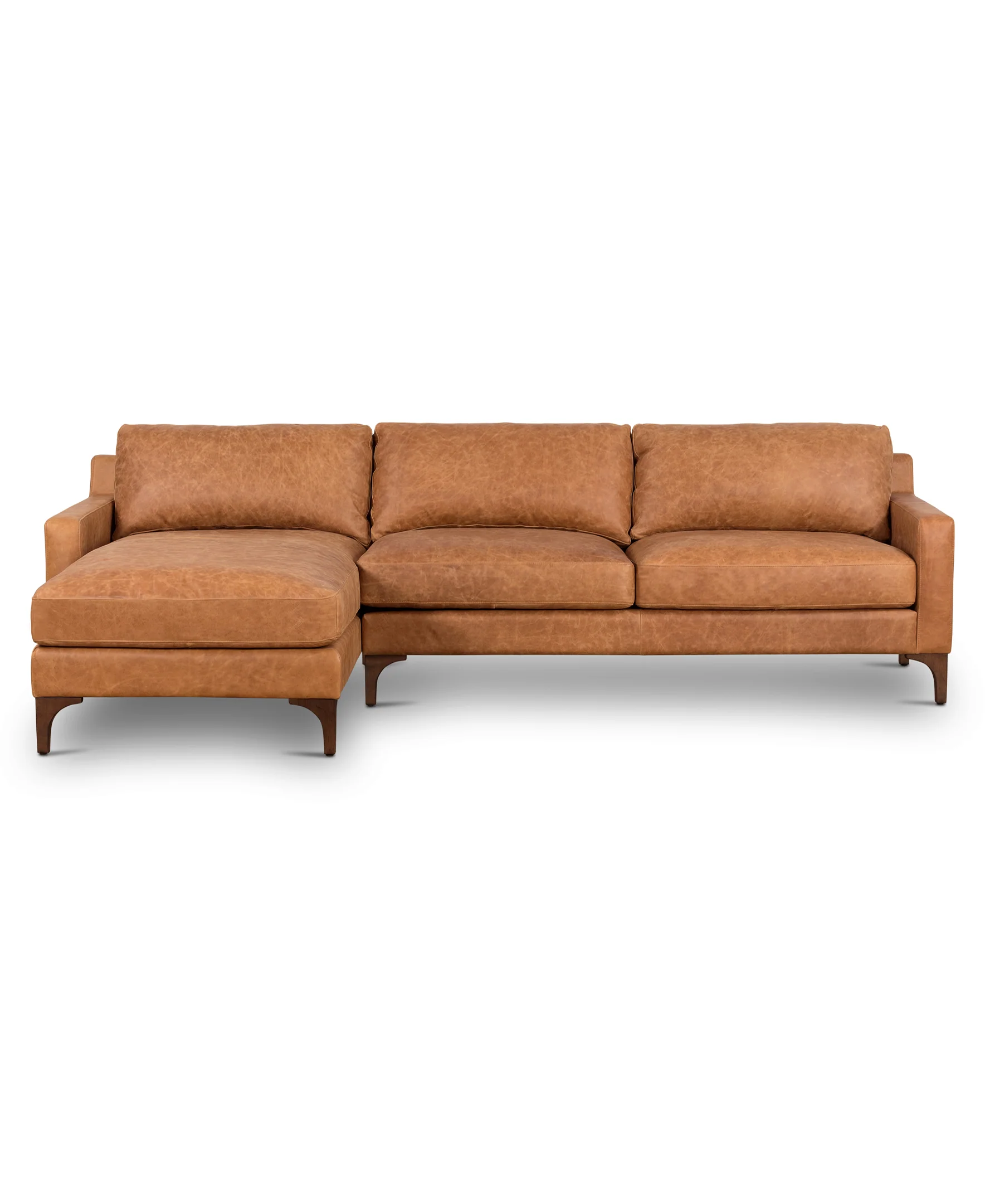 Sorrento 105" Leather Left-Facing Sectional Sofa | Cognac Tan - Image 4