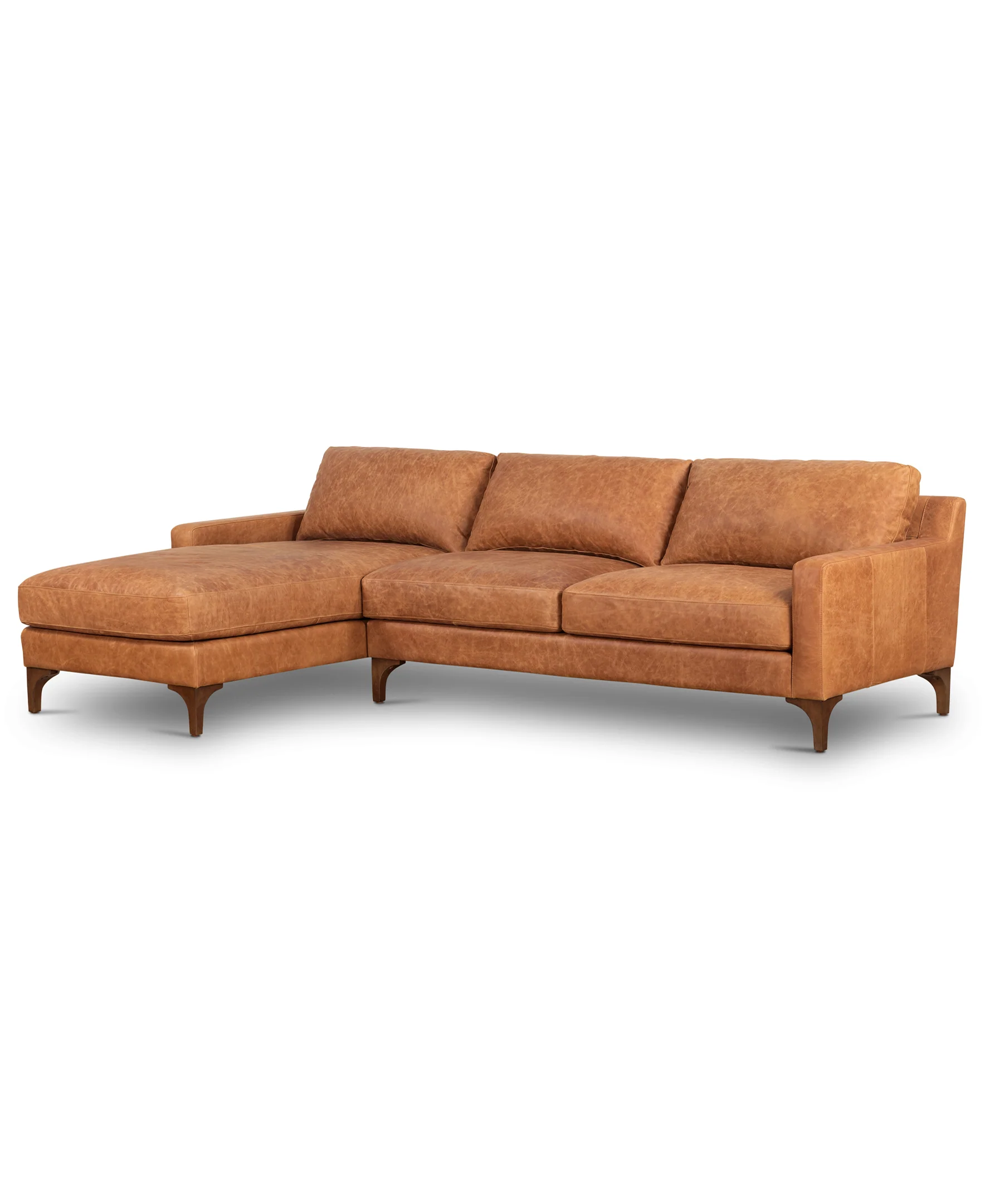 Sorrento 105" Leather Left-Facing Sectional Sofa | Cognac Tan - Image 5