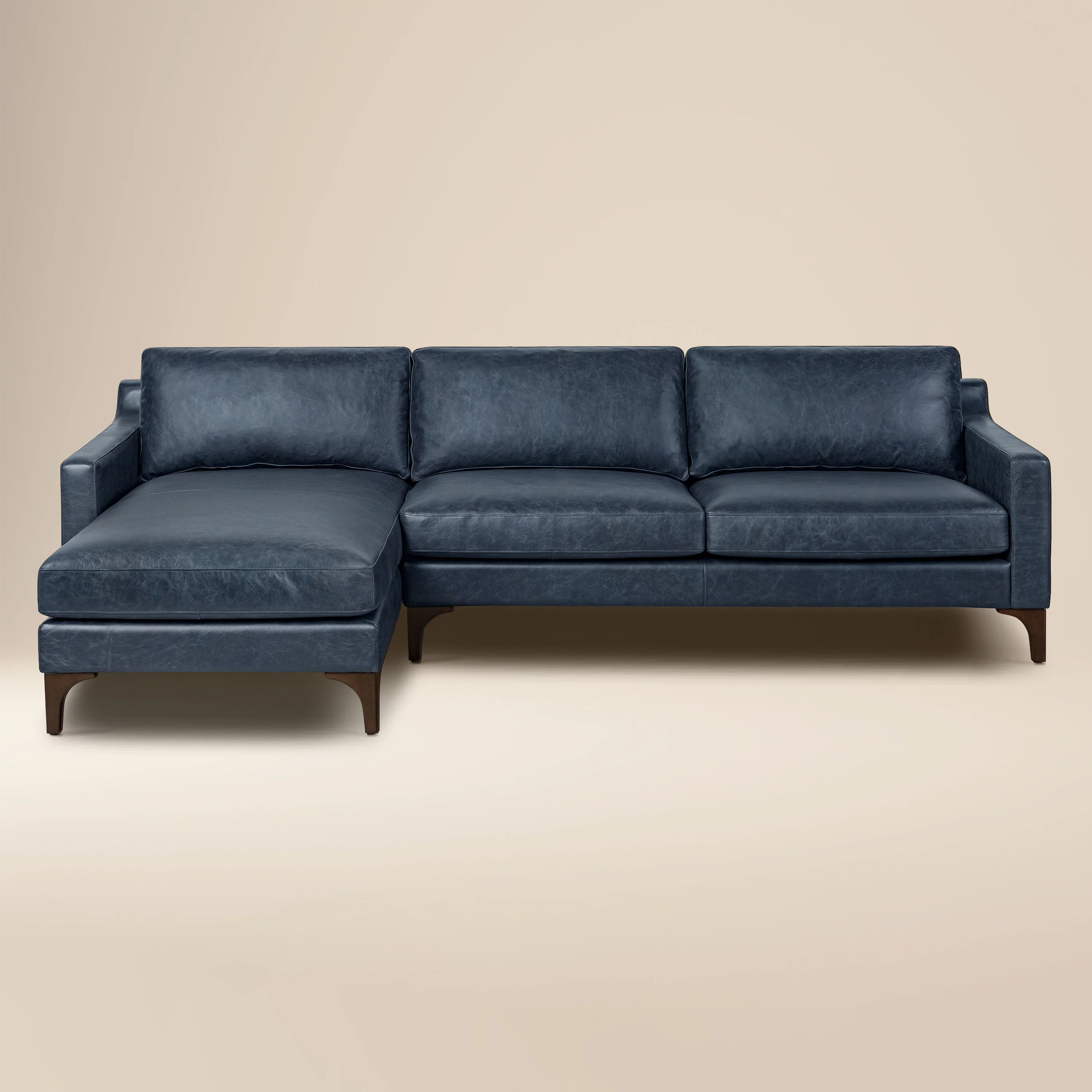 Sorrento 105" Leather Left-Facing Sectional Sofa | Nightfall Blue