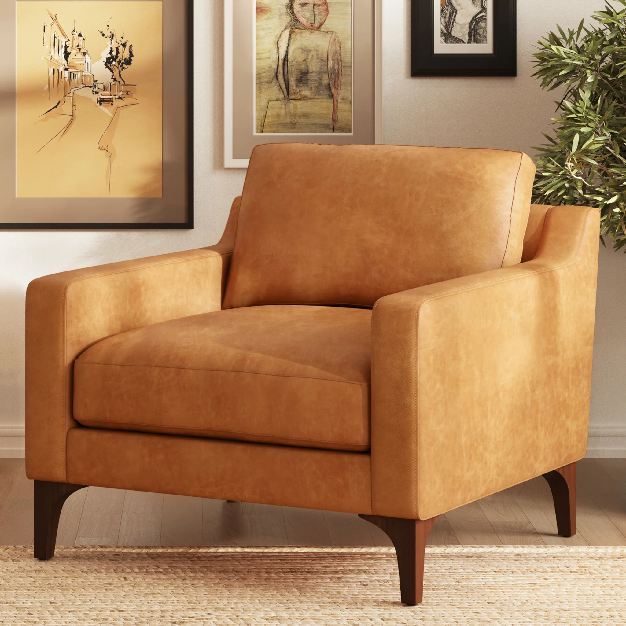 Sorrento Leather Lounge Chair | Cognac Tan - Image 2