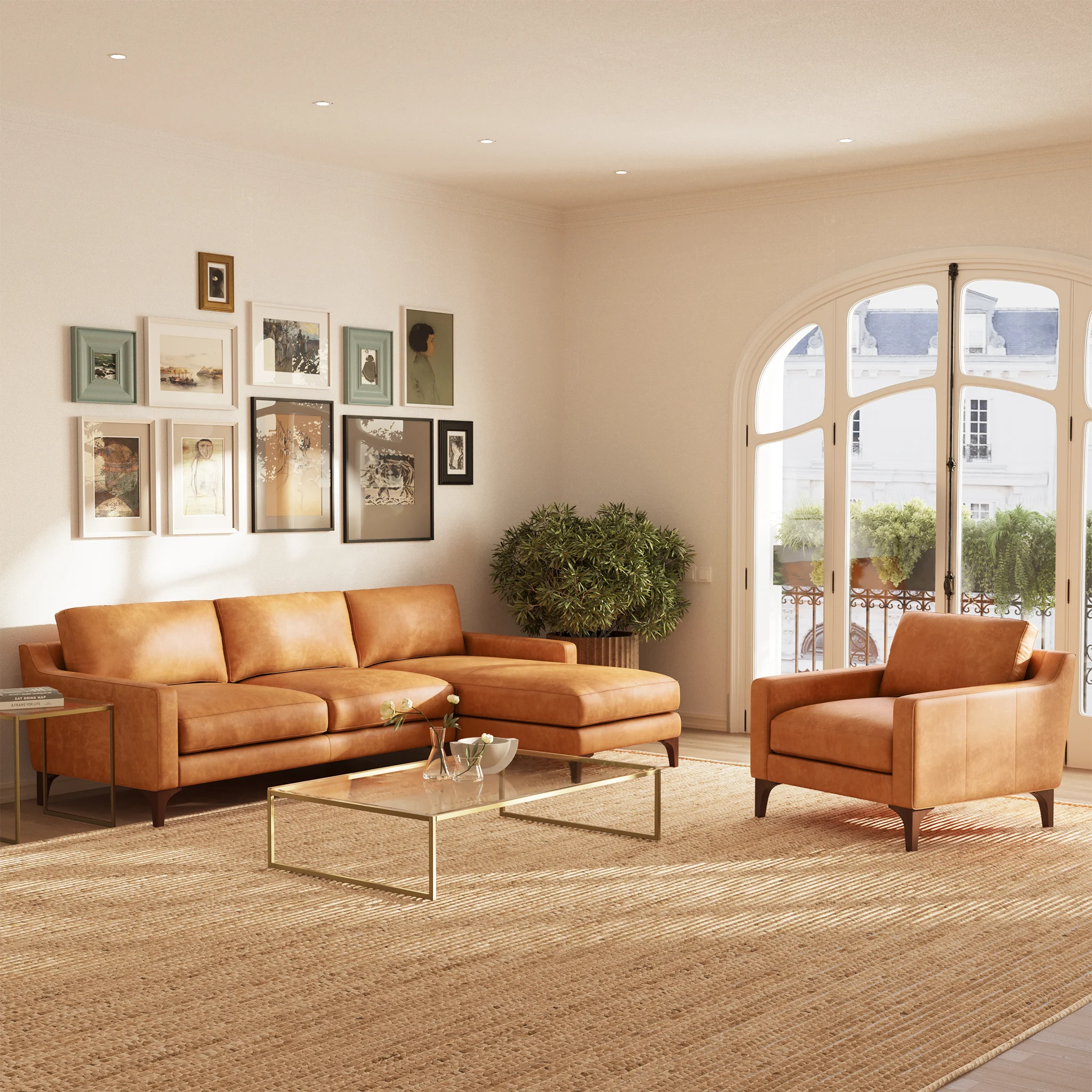Sorrento Leather Lounge Chair | Cognac Tan - Image 3