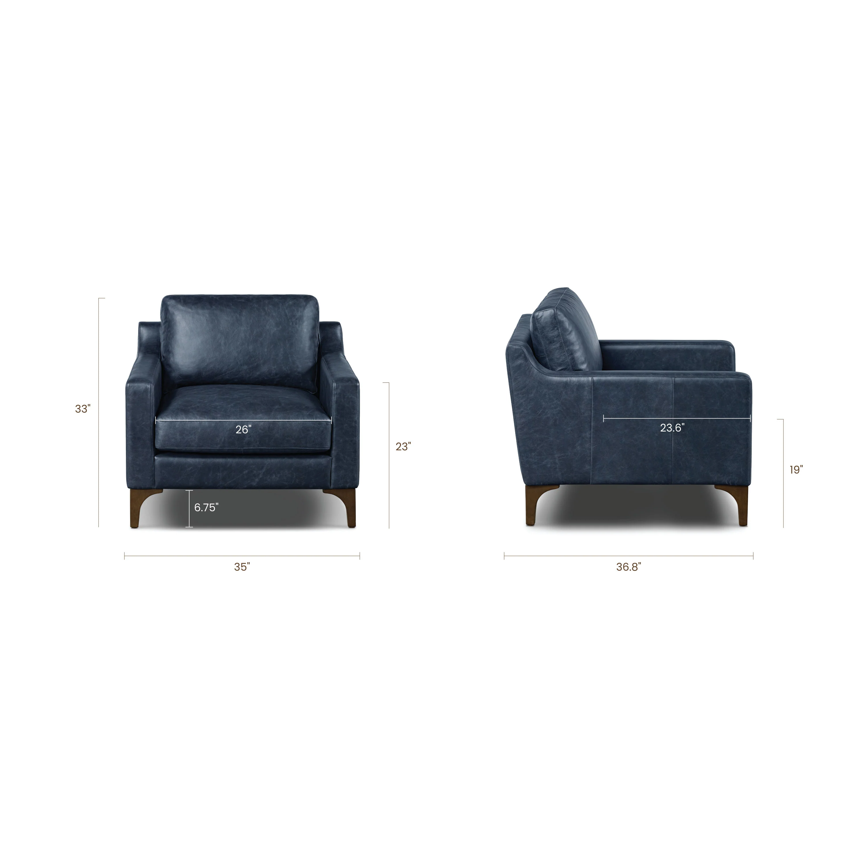 Sorrento Leather Lounge Chair | Nightfall Blue - Image 13