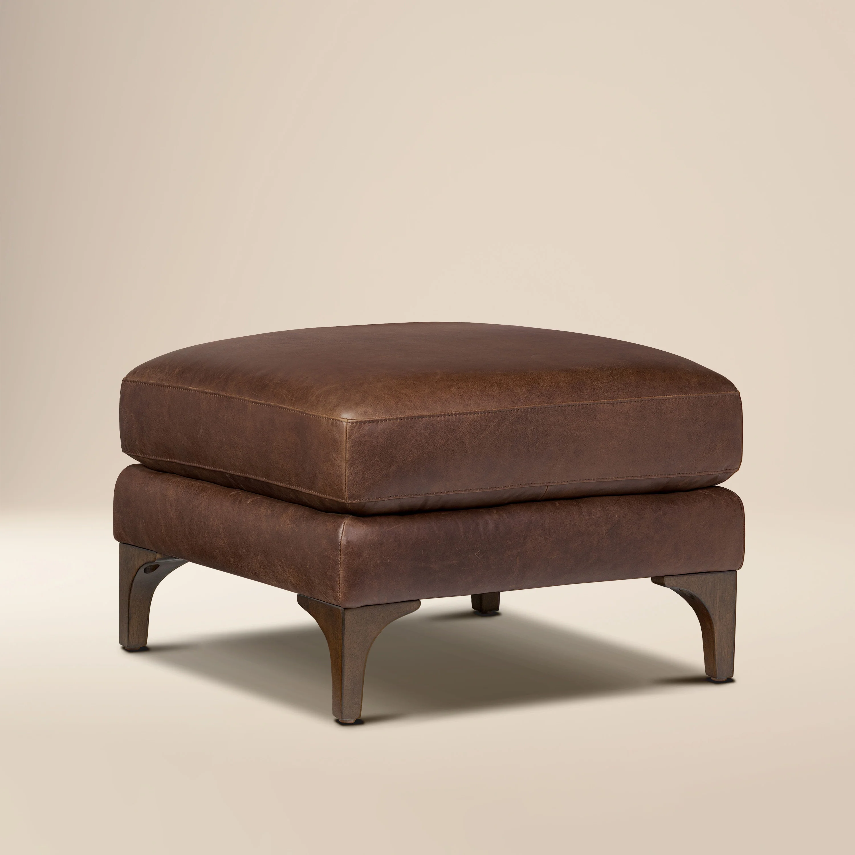 Sorrento Leather Ottoman | Chocolate Brown