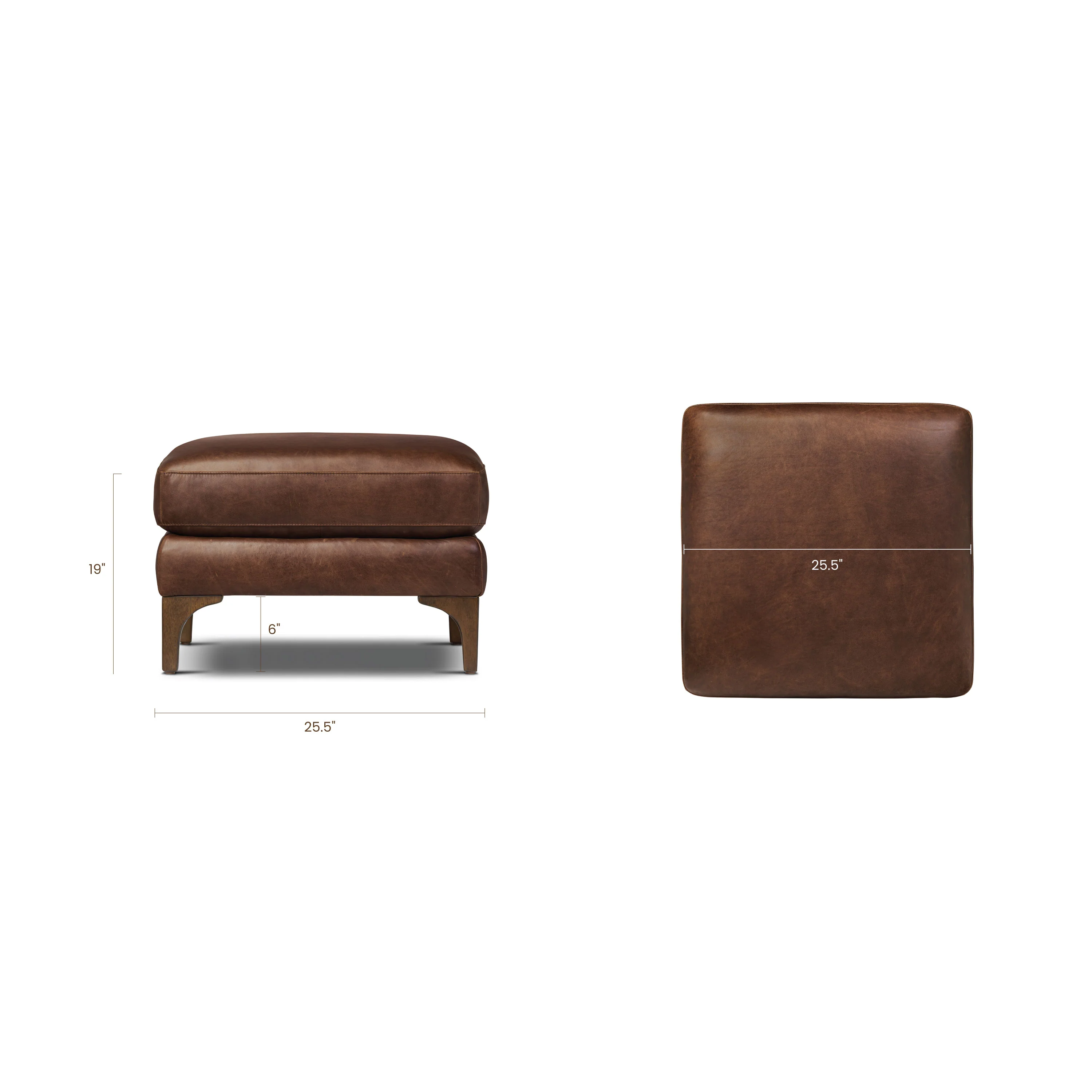 Sorrento Leather Ottoman | Chocolate Brown - Image 10