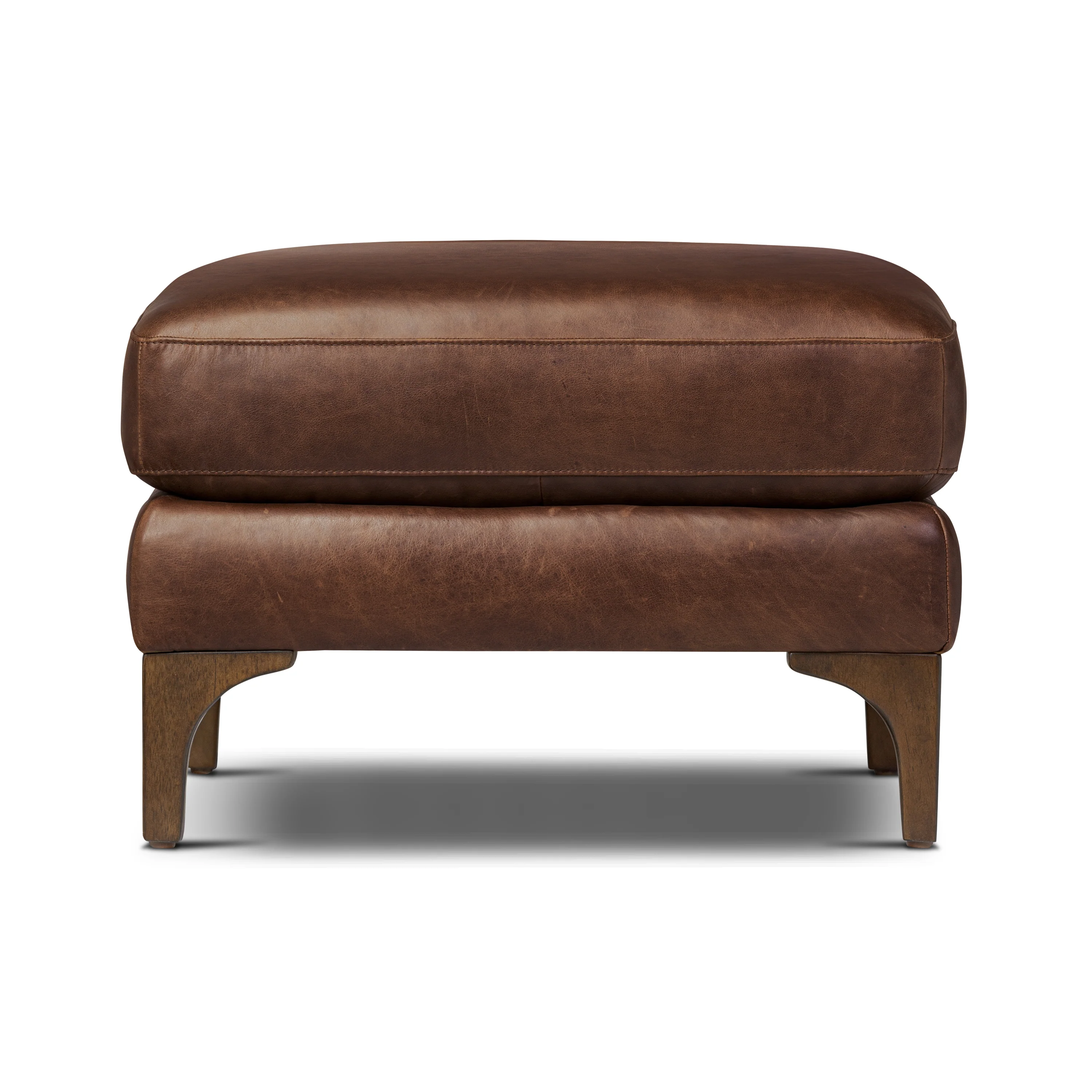 Sorrento Leather Ottoman | Chocolate Brown - Image 2