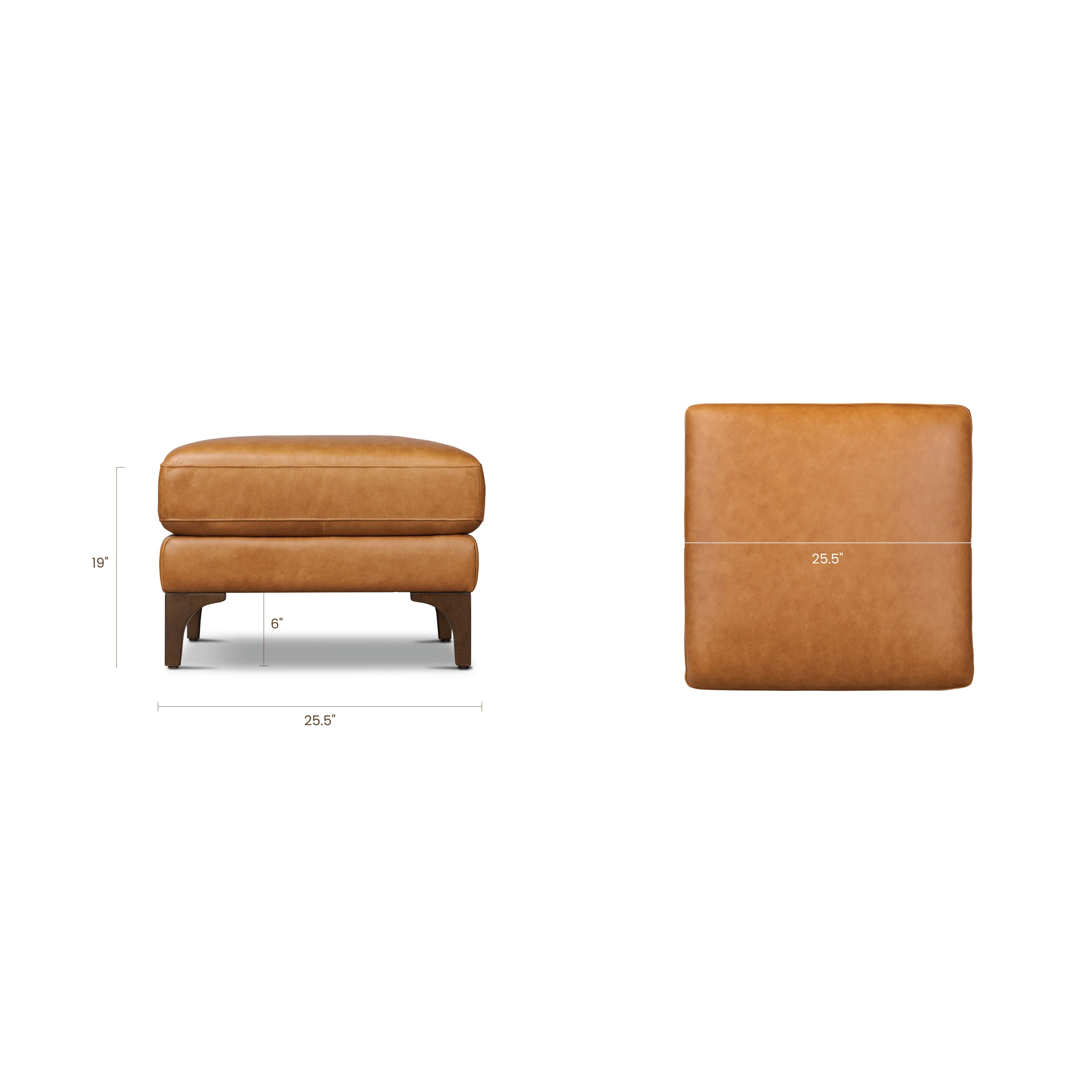 Sorrento Leather Ottoman | Cognac Tan - Image 10