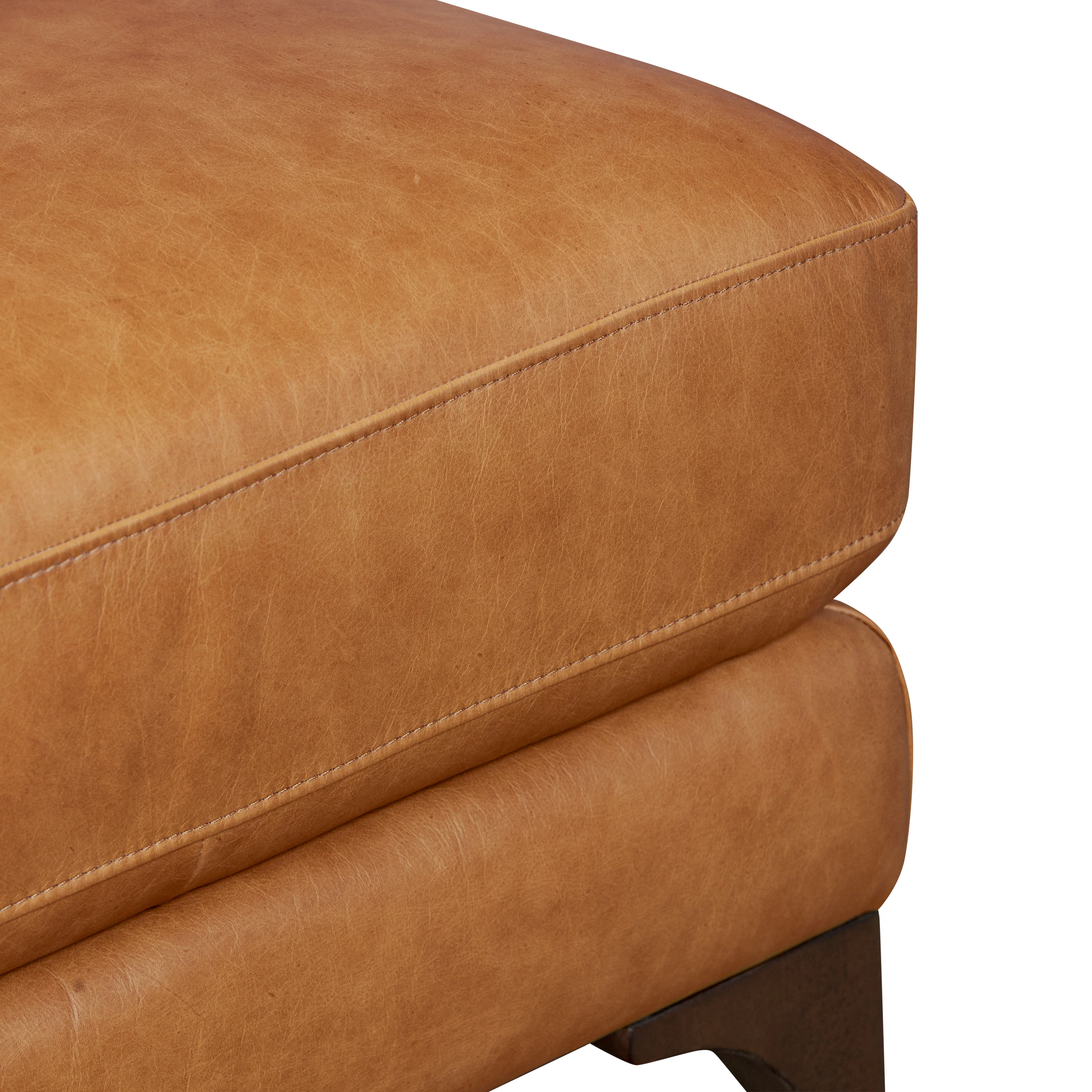 Sorrento Leather Ottoman | Cognac Tan - Image 6
