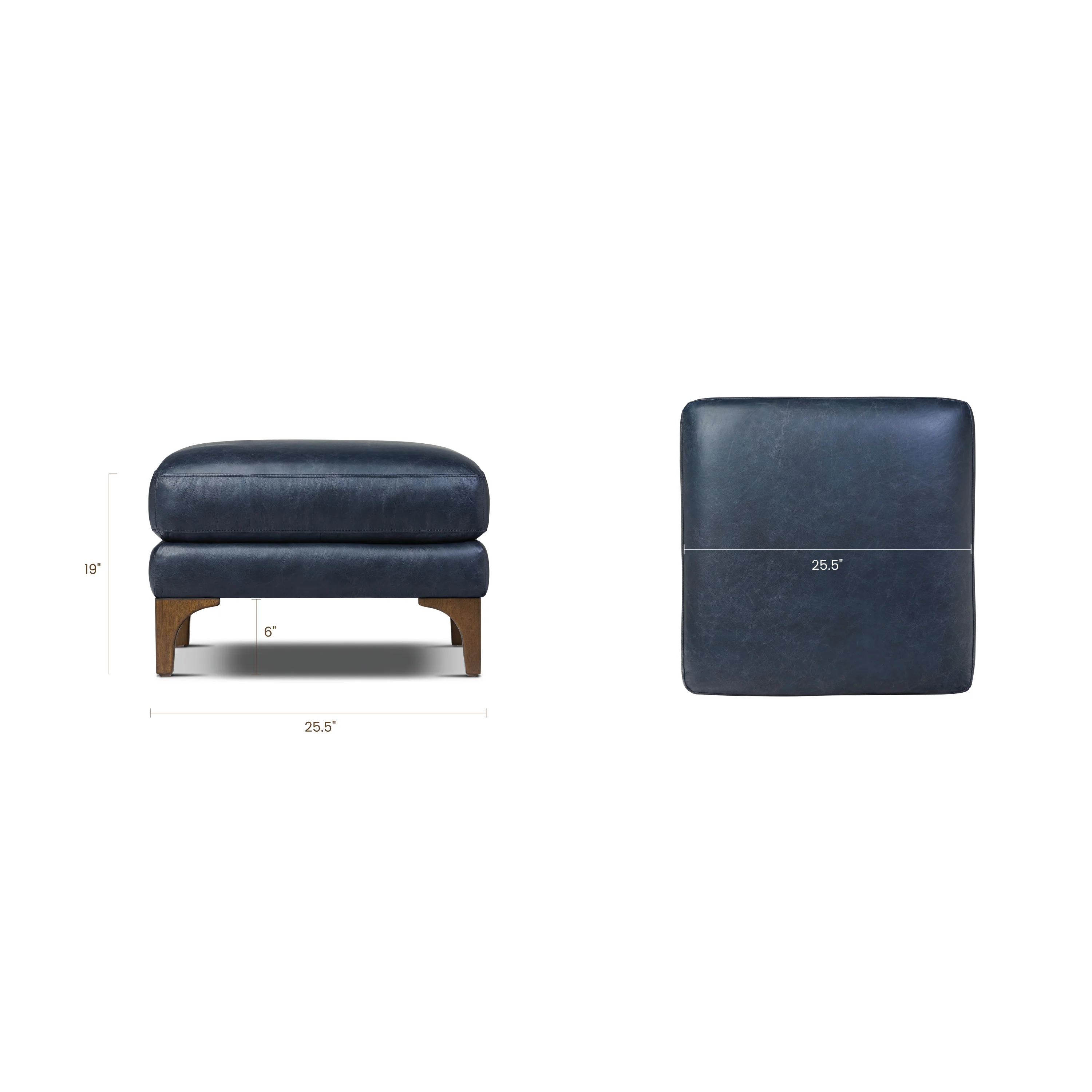Sorrento Leather Ottoman | Nightfall Blue - Image 10