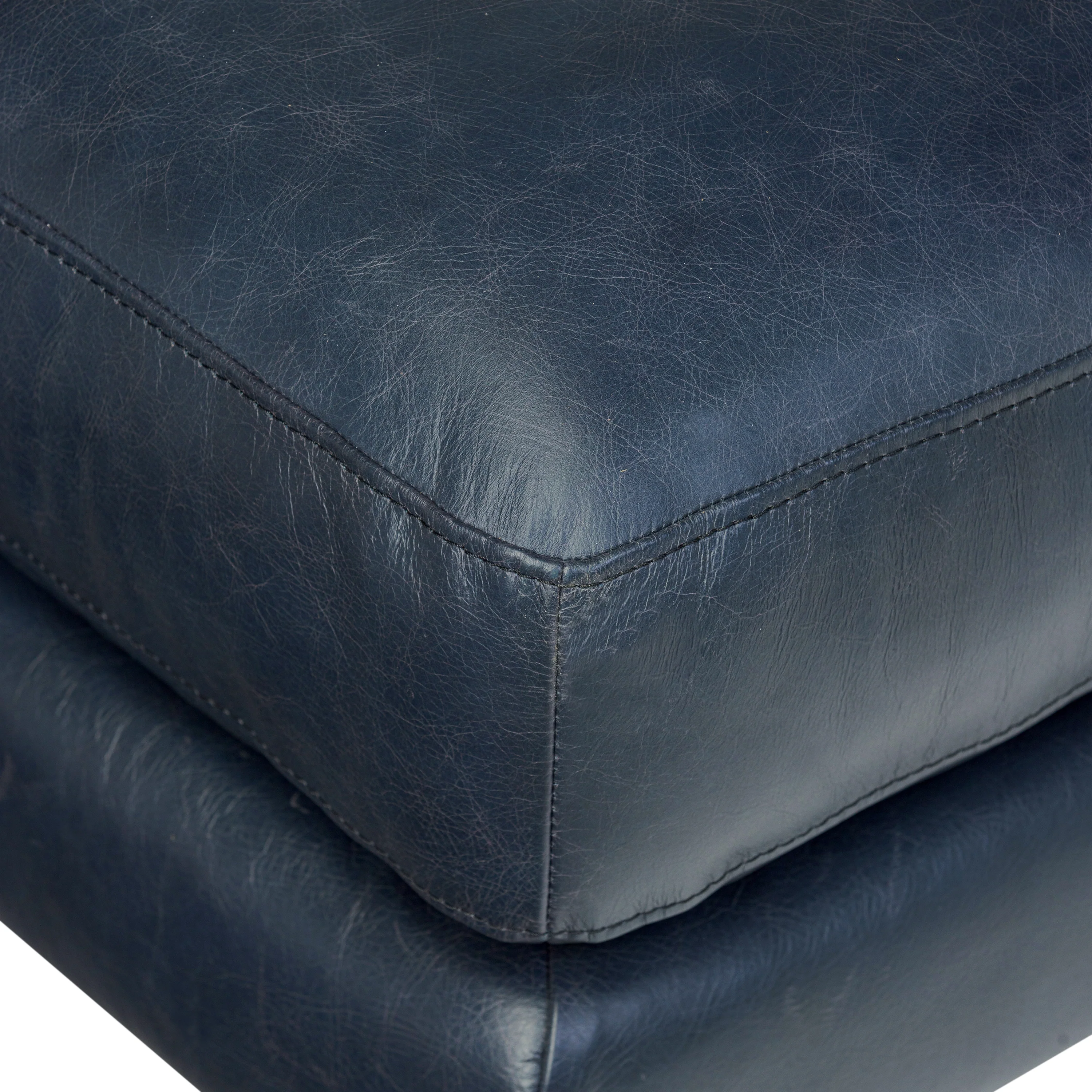 Sorrento Leather Ottoman | Nightfall Blue - Image 7