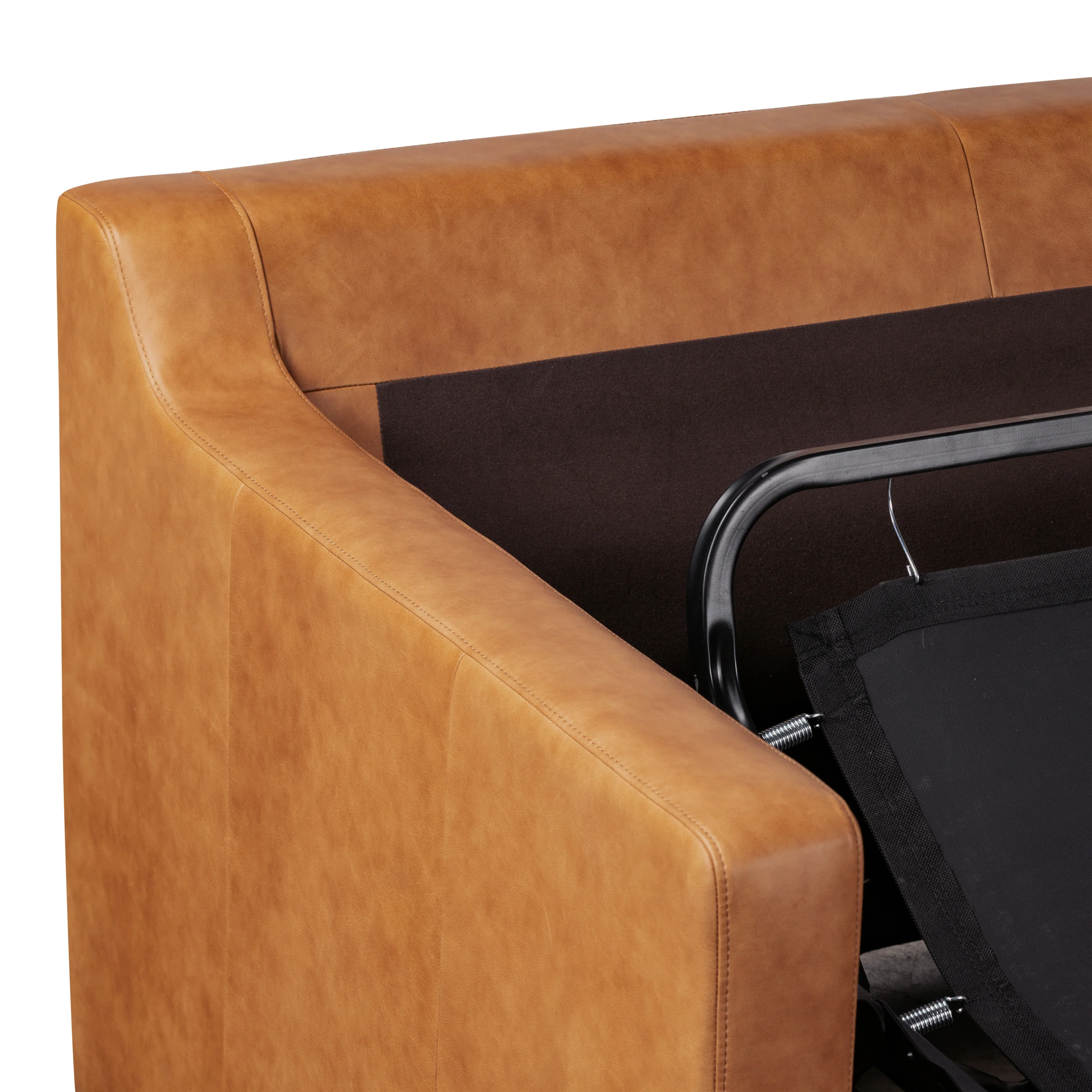 Sorrento 78" Leather Pull-Out Convertible Sleeper Sofa | Cognac Tan - Image 17