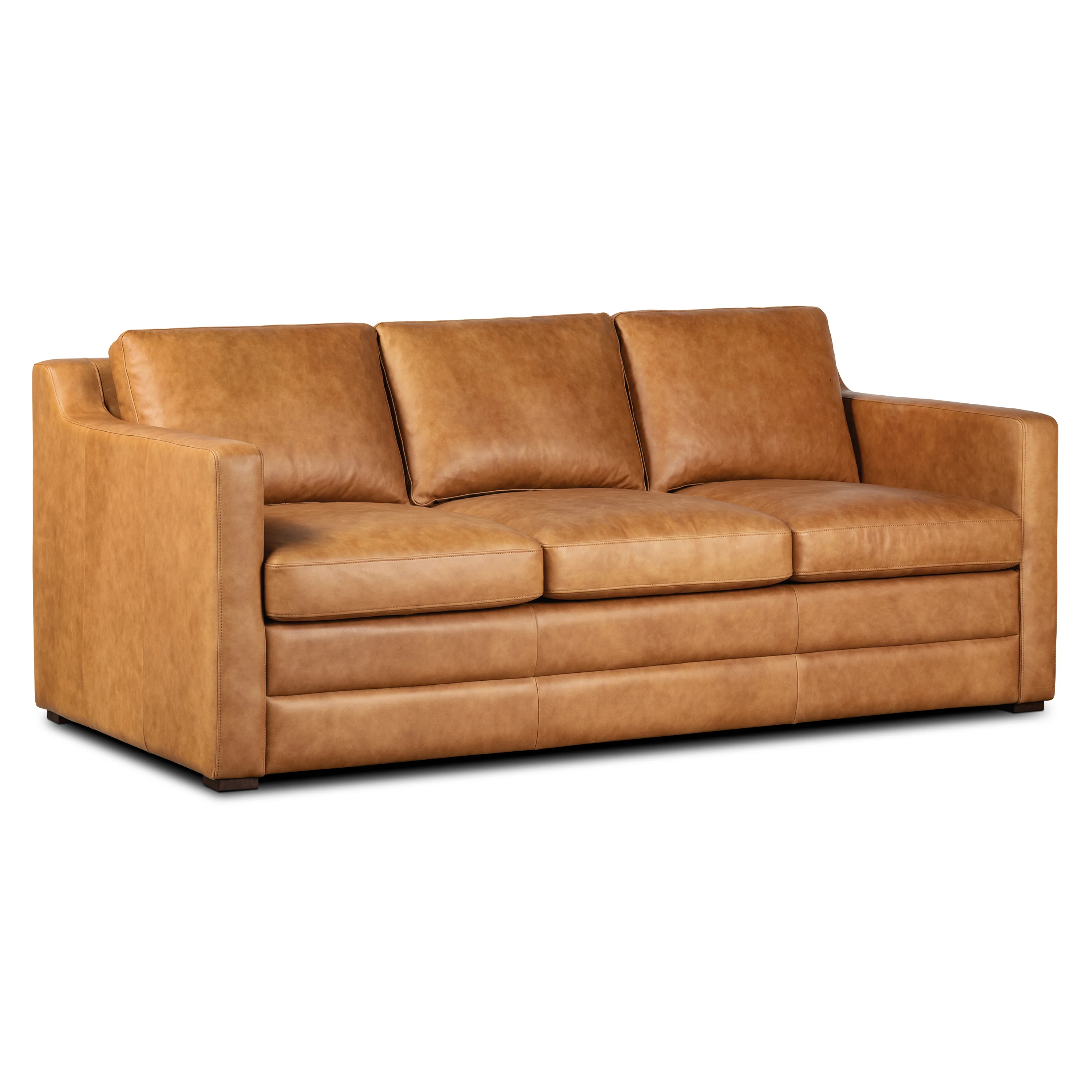 Sorrento 78" Leather Pull-Out Convertible Sleeper Sofa | Cognac Tan - Image 6