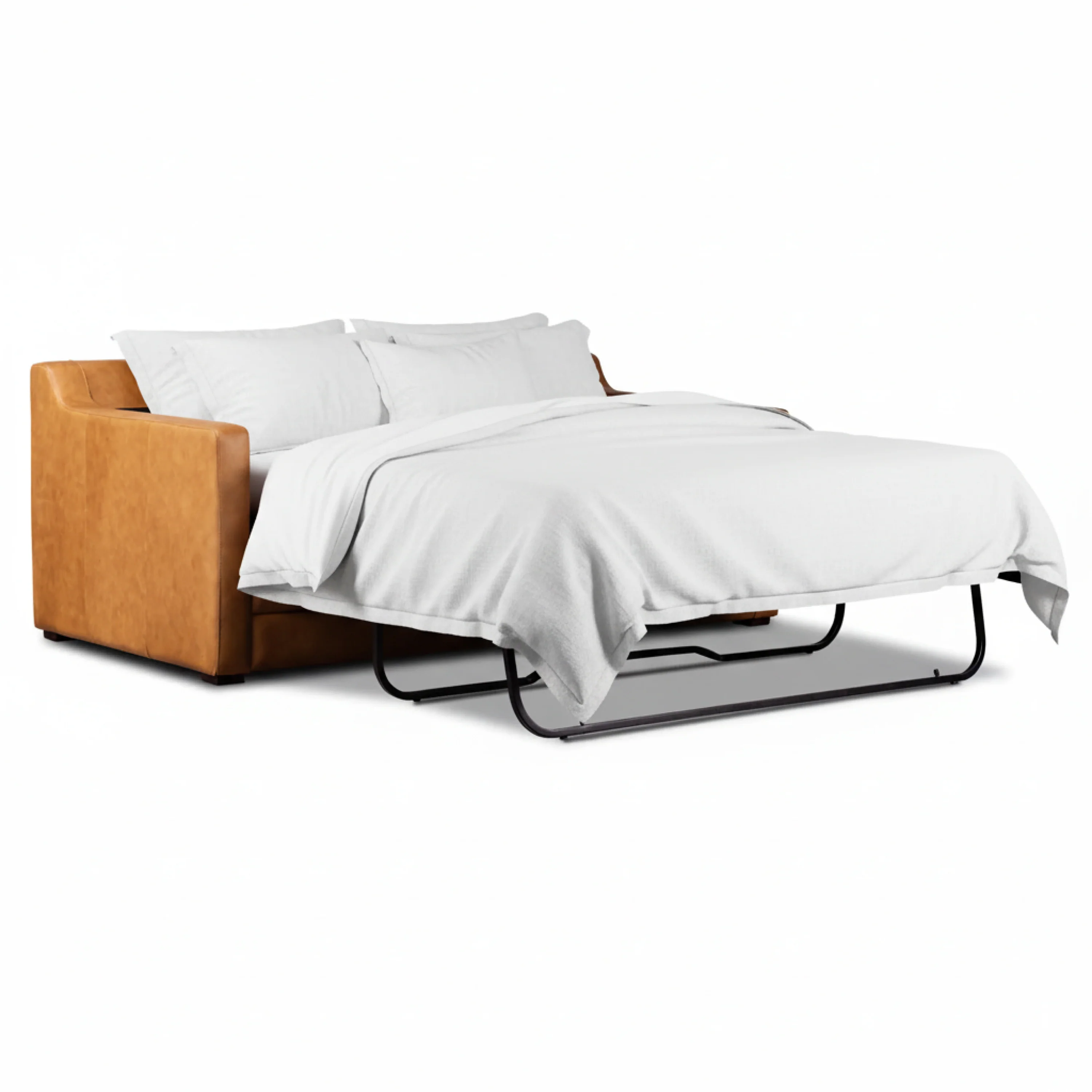 Sorrento 78" Leather Pull-Out Convertible Sleeper Sofa | Cognac Tan - Image 9