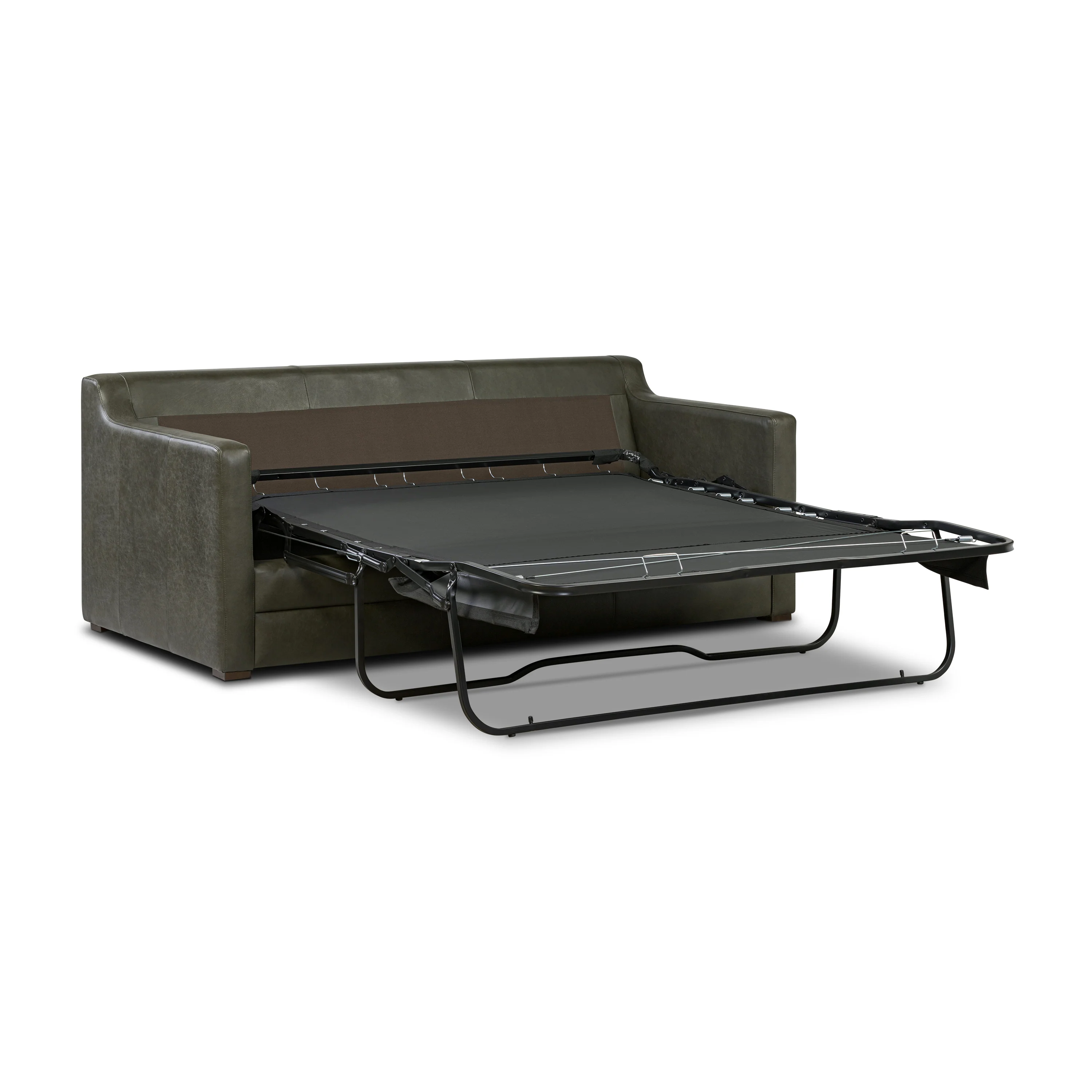 Sorrento 78" Leather Pull-Out Convertible Sleeper Sofa | Olivine Green - Image 6