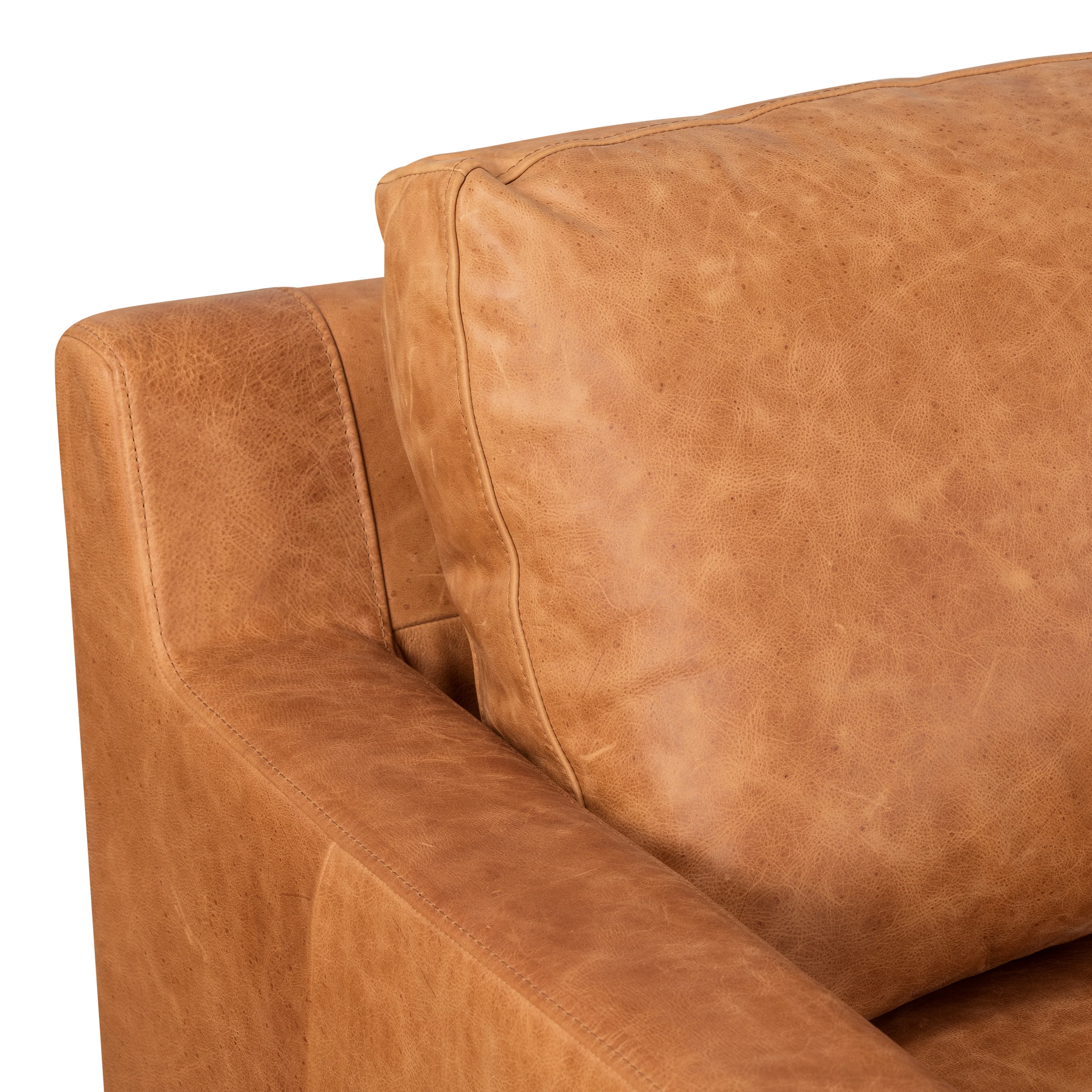Sorrento 105" Leather Right-Facing Sectional Sofa | Cognac Tan - Image 10