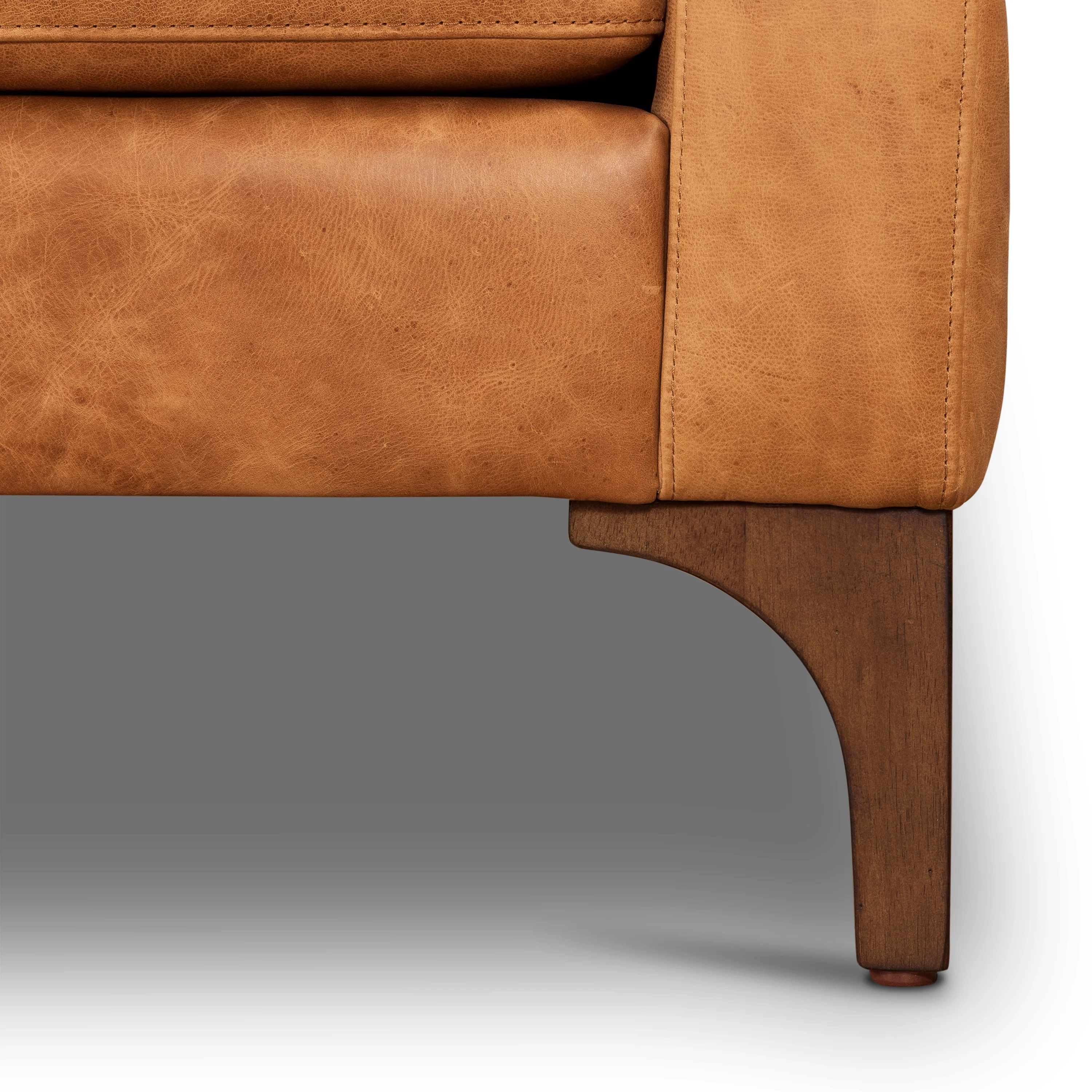 Sorrento 105" Leather Right-Facing Sectional Sofa | Cognac Tan - Image 12