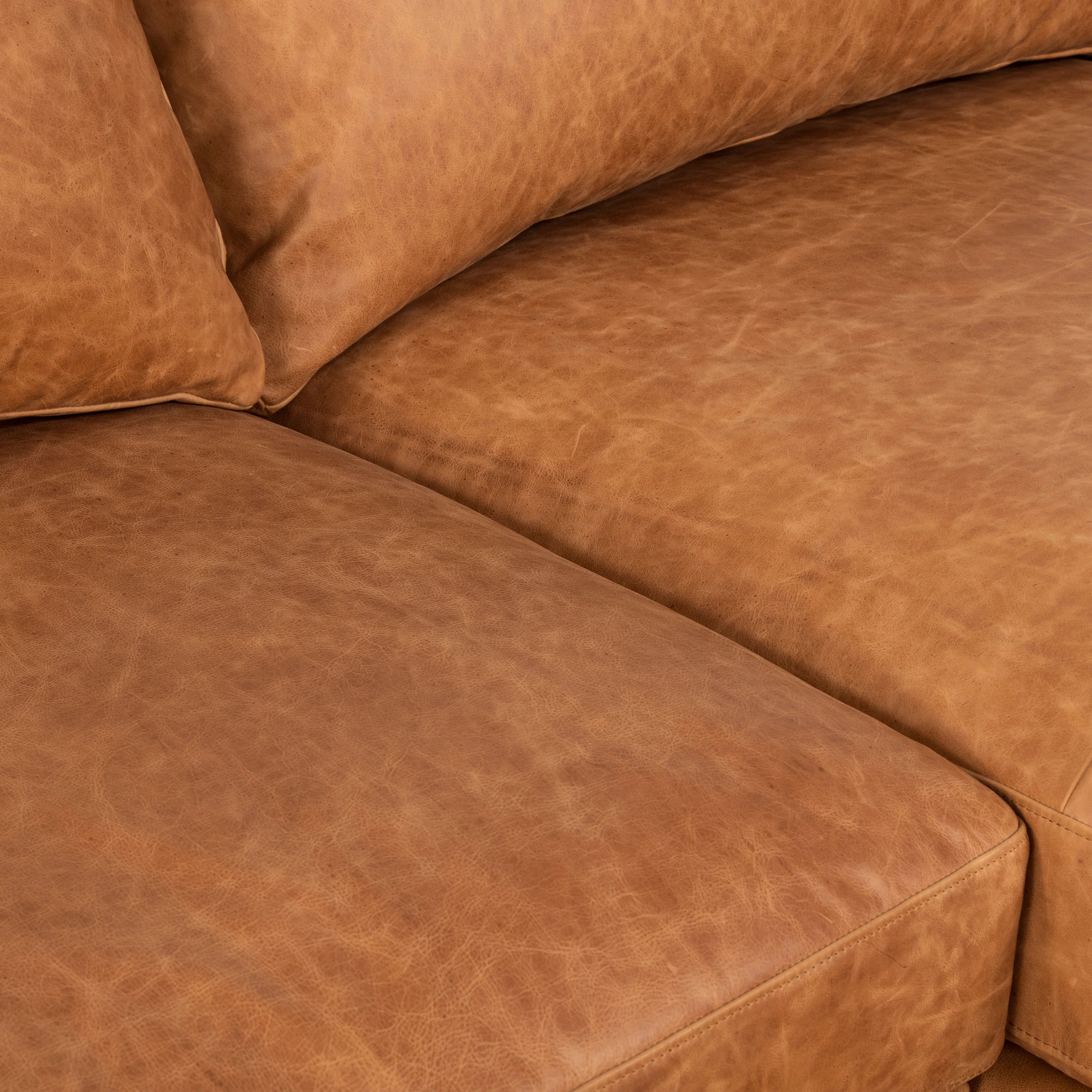 Sorrento 105" Leather Right-Facing Sectional Sofa | Cognac Tan - Image 13