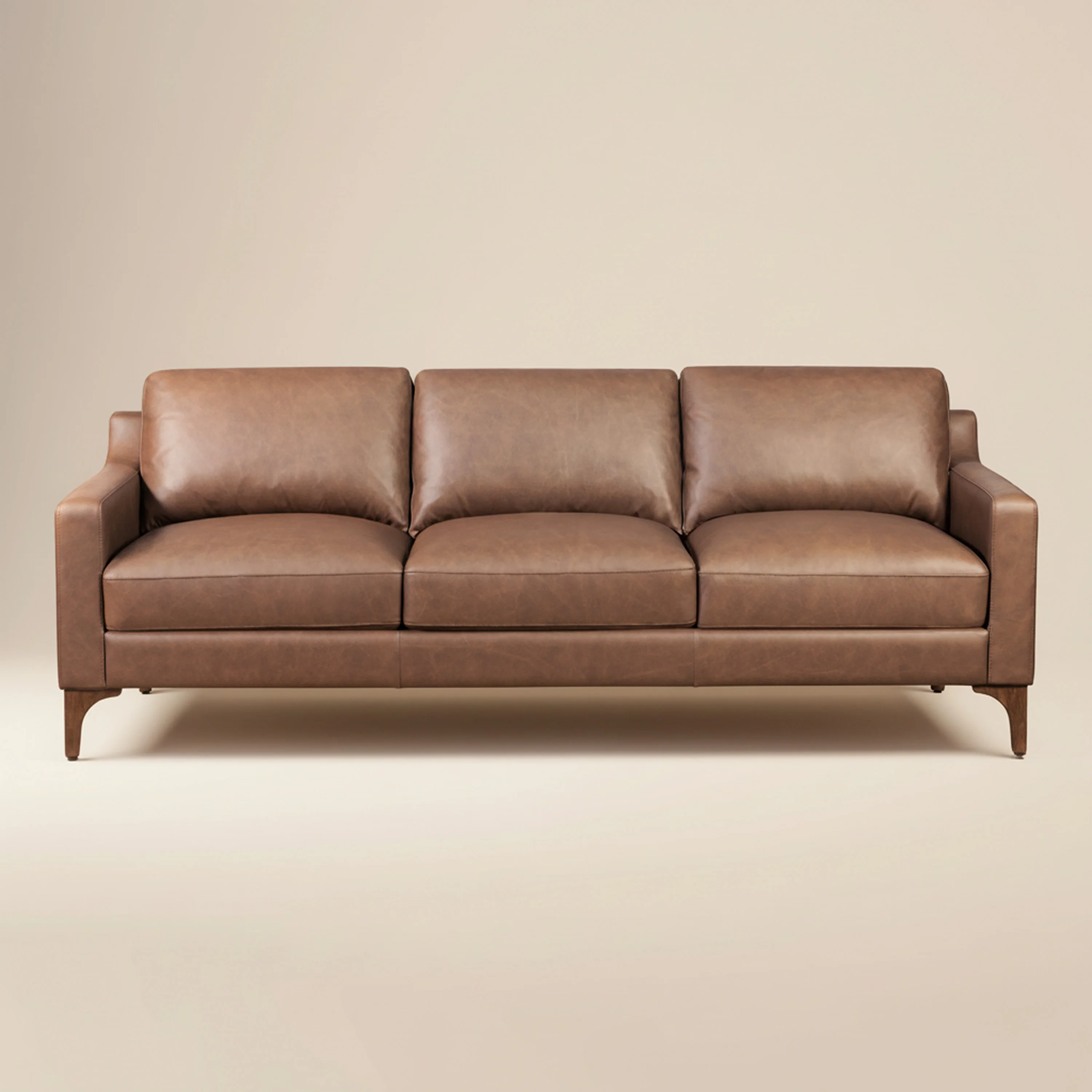 Sorrento 86" Leather Sofa | Caramel Brown