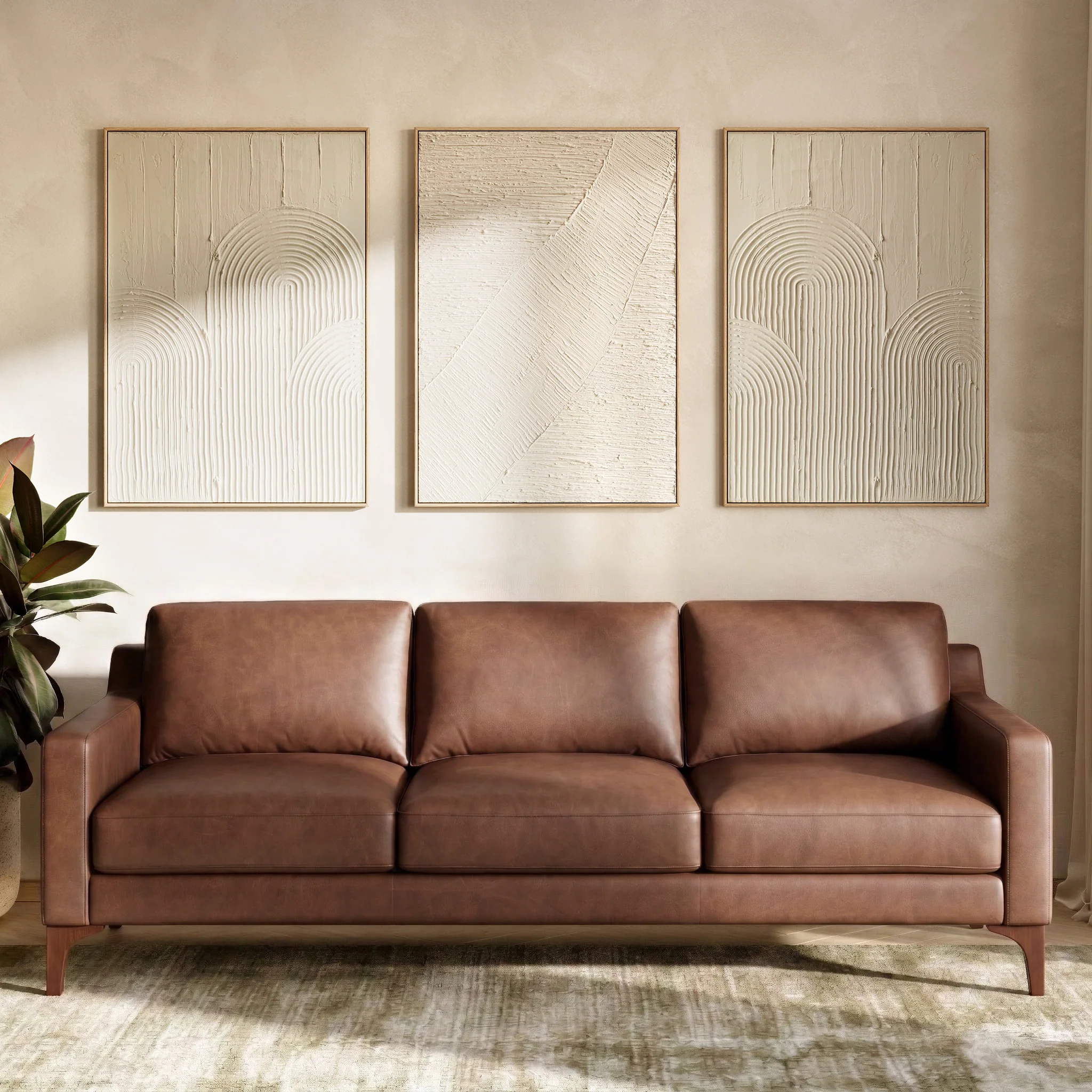 Sorrento 86" Leather Sofa | Caramel Brown - Image 2