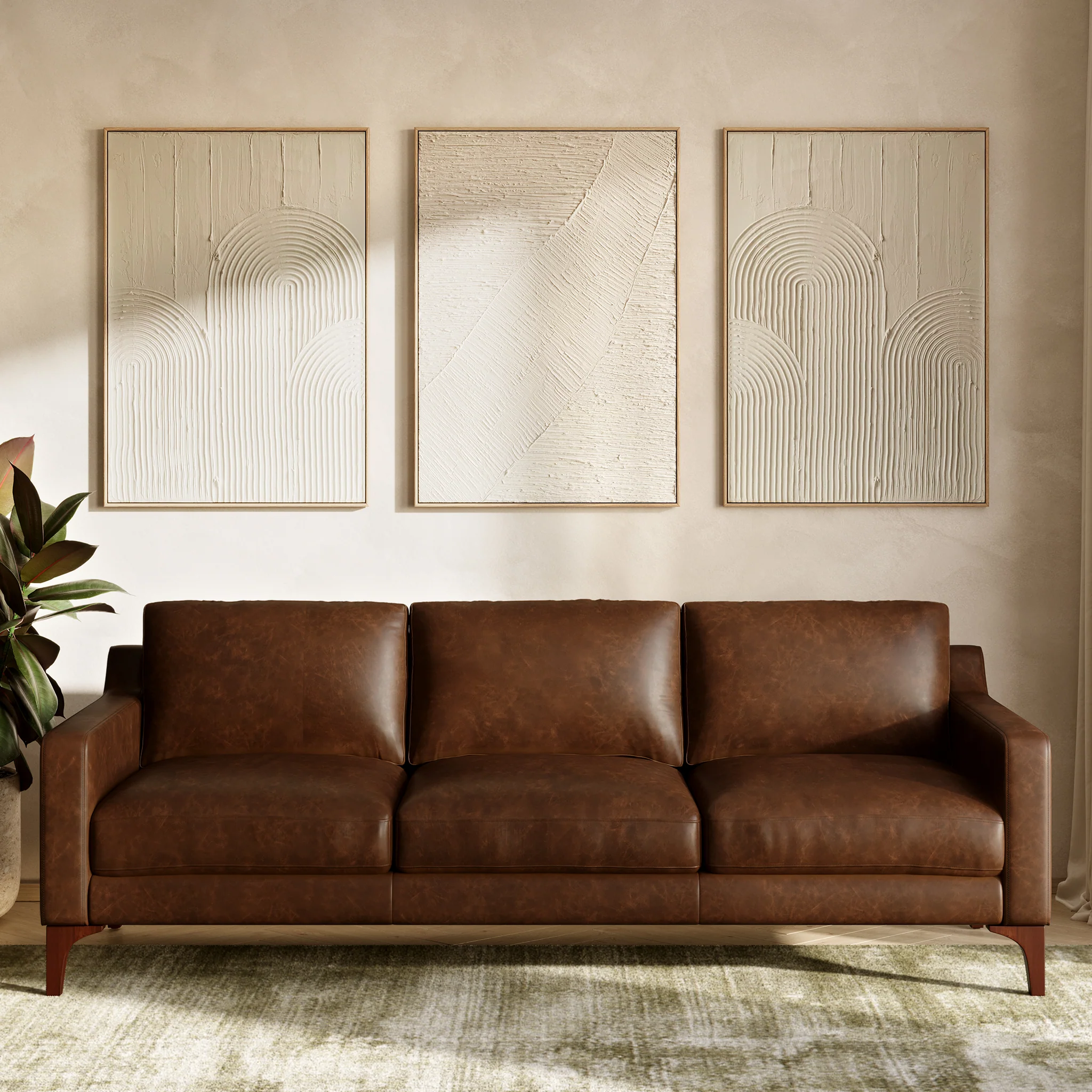 Sorrento 86" Leather Sofa | Chocolate Brown - Image 2