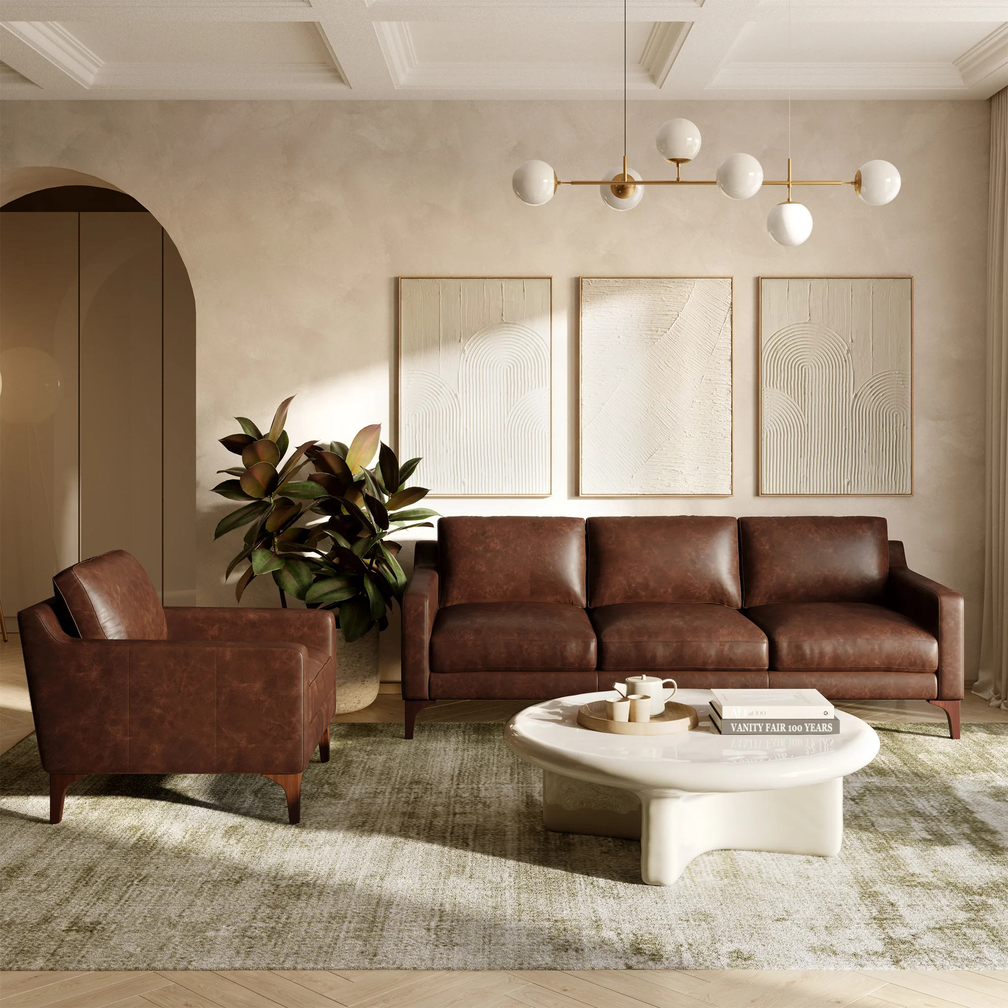 Sorrento 86" Leather Sofa | Chocolate Brown - Image 3