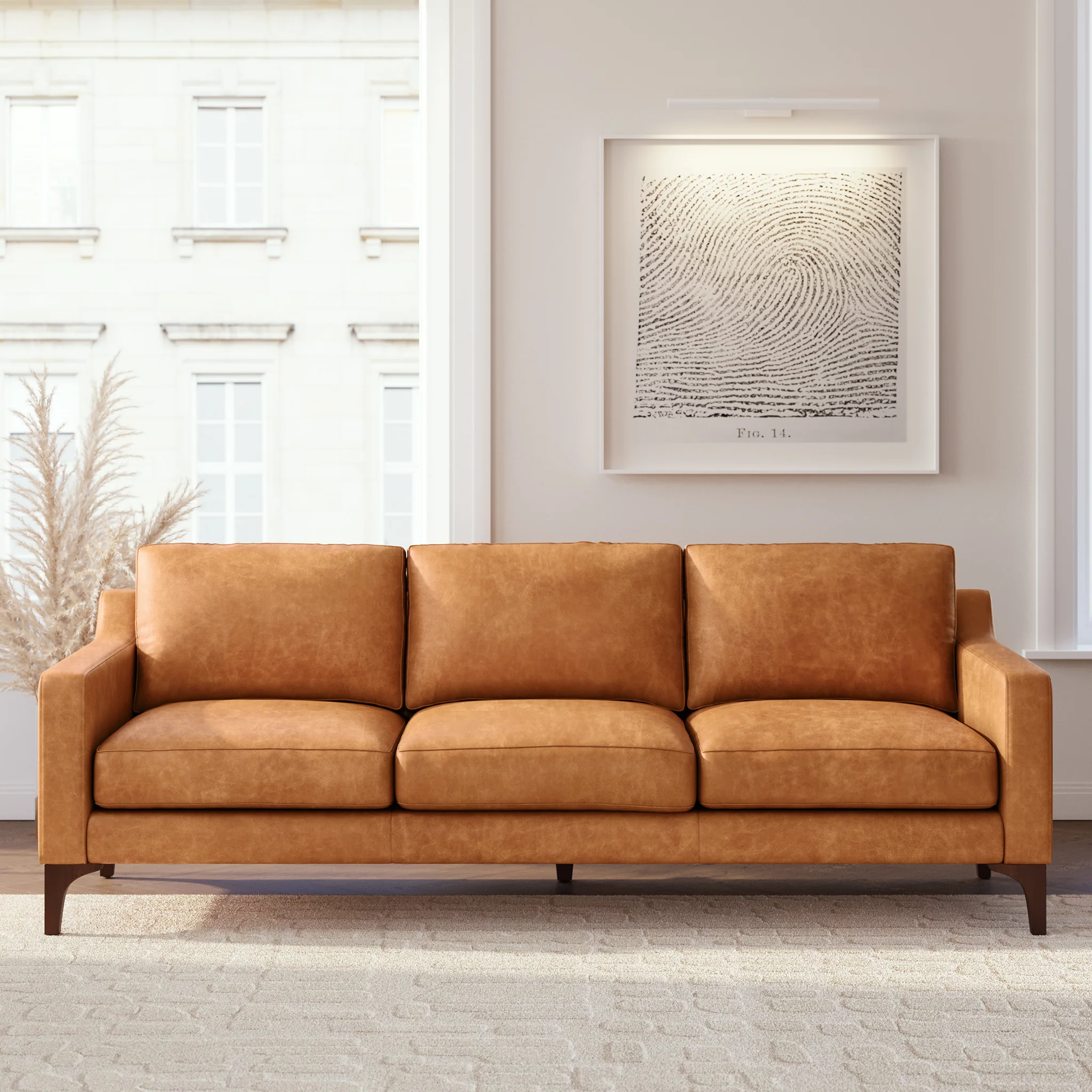 Sorrento 86" Leather Sofa | Cognac Tan - Image 2