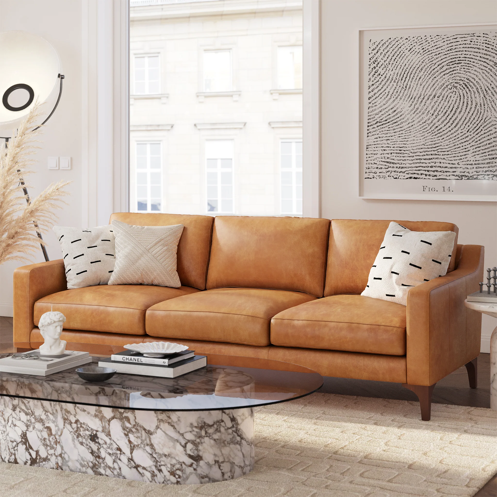 Sorrento 86" Leather Sofa | Cognac Tan - Image 3