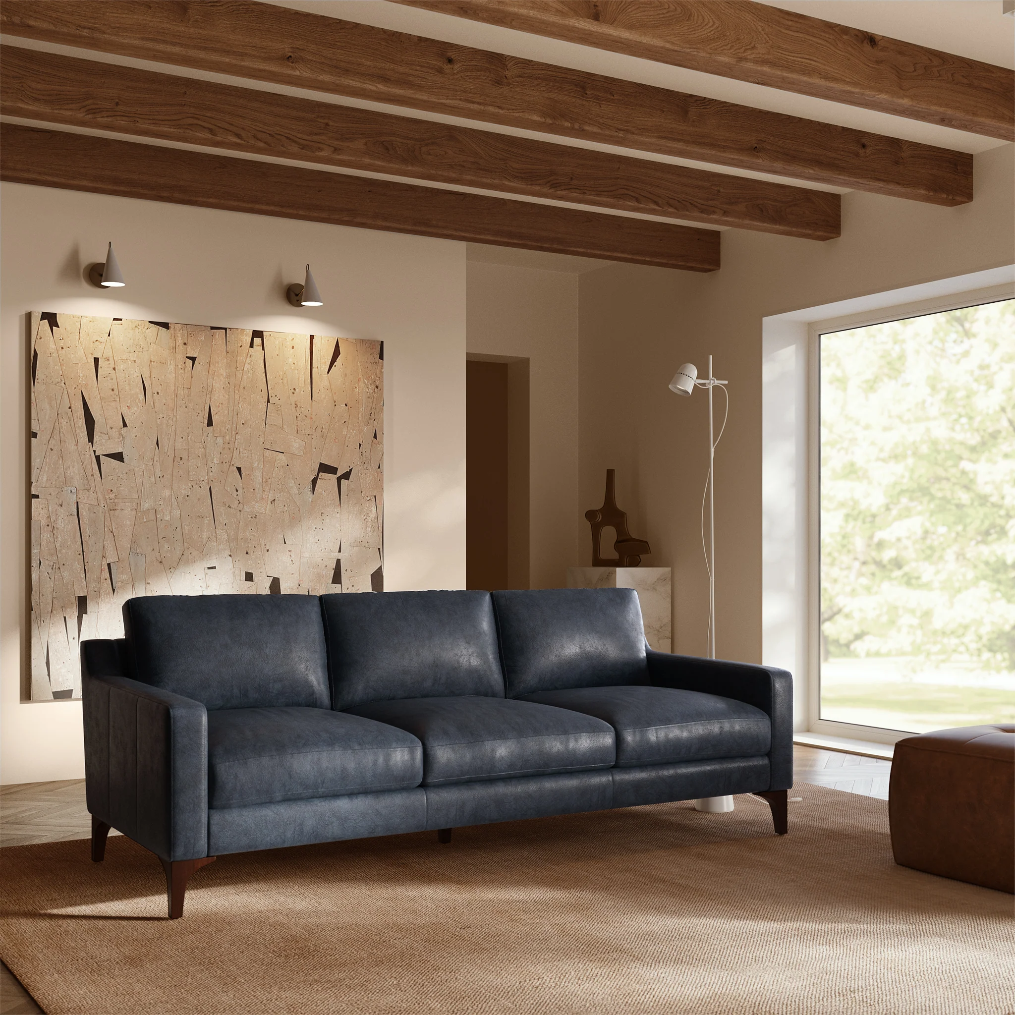 Sorrento 86" Leather Sofa | Nightfall Blue - Image 2