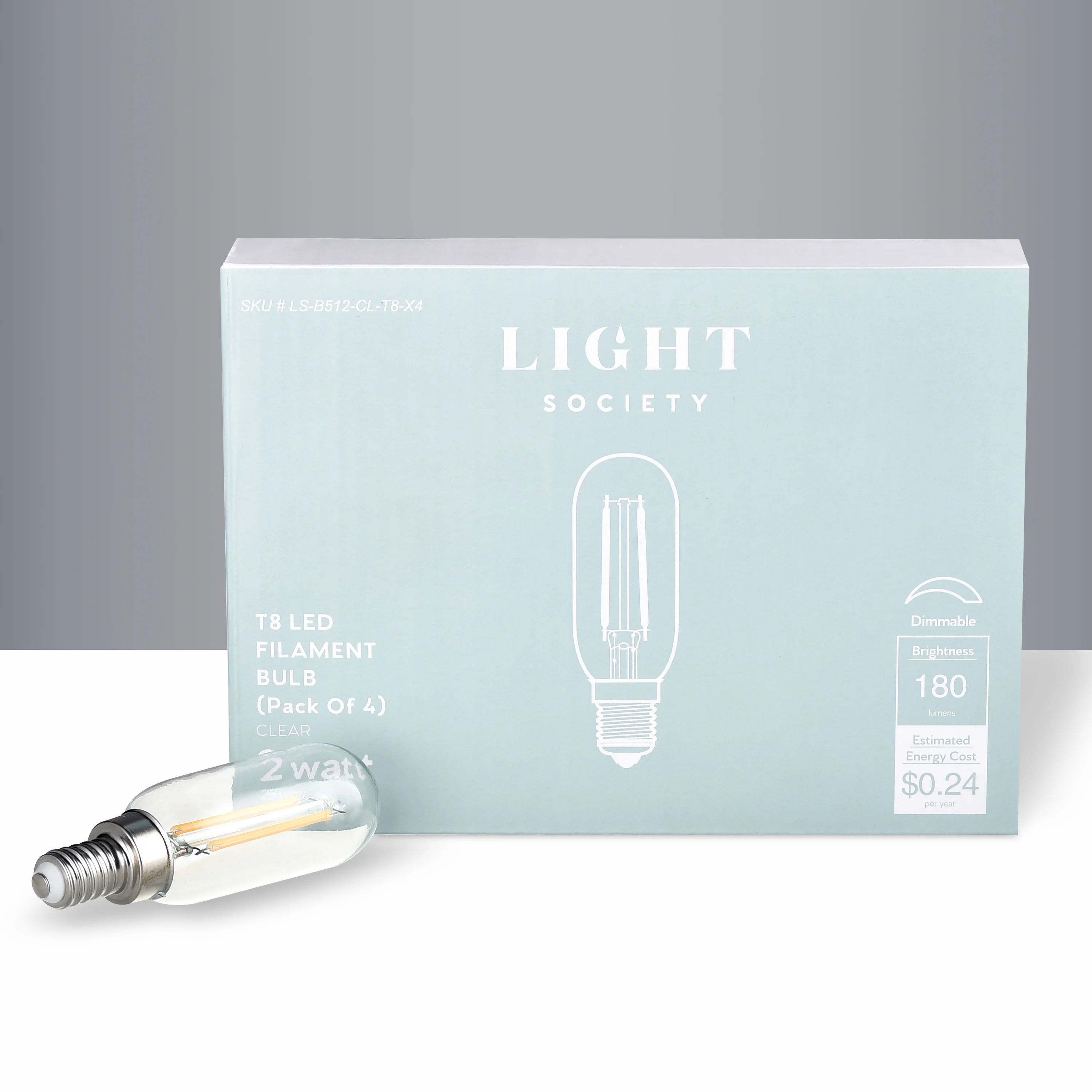 Tabby Dimmable T8 LED Filament Light Bulb | Clear | Set of 4 - Image 5