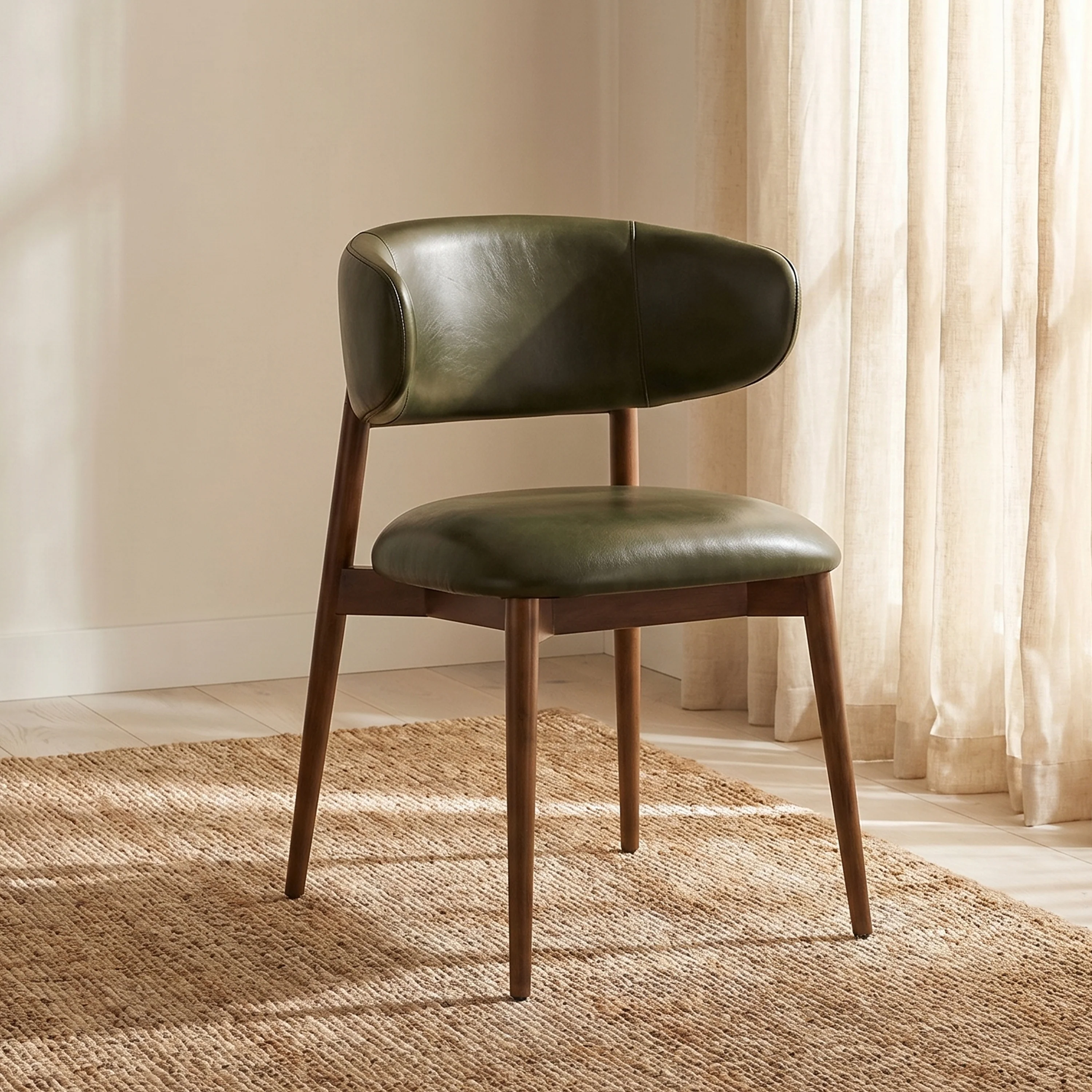 Talon Leather Dining Chair | Antique Green - Image 2