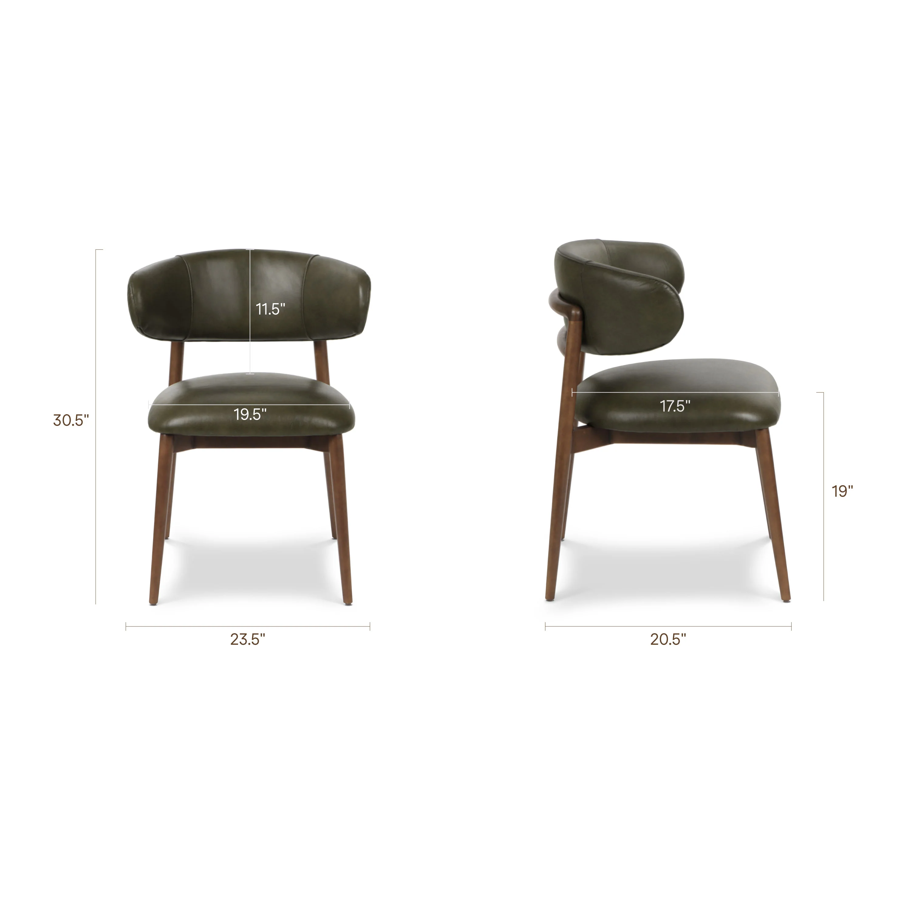 Talon Leather Dining Chair | Antique Green - Image 8