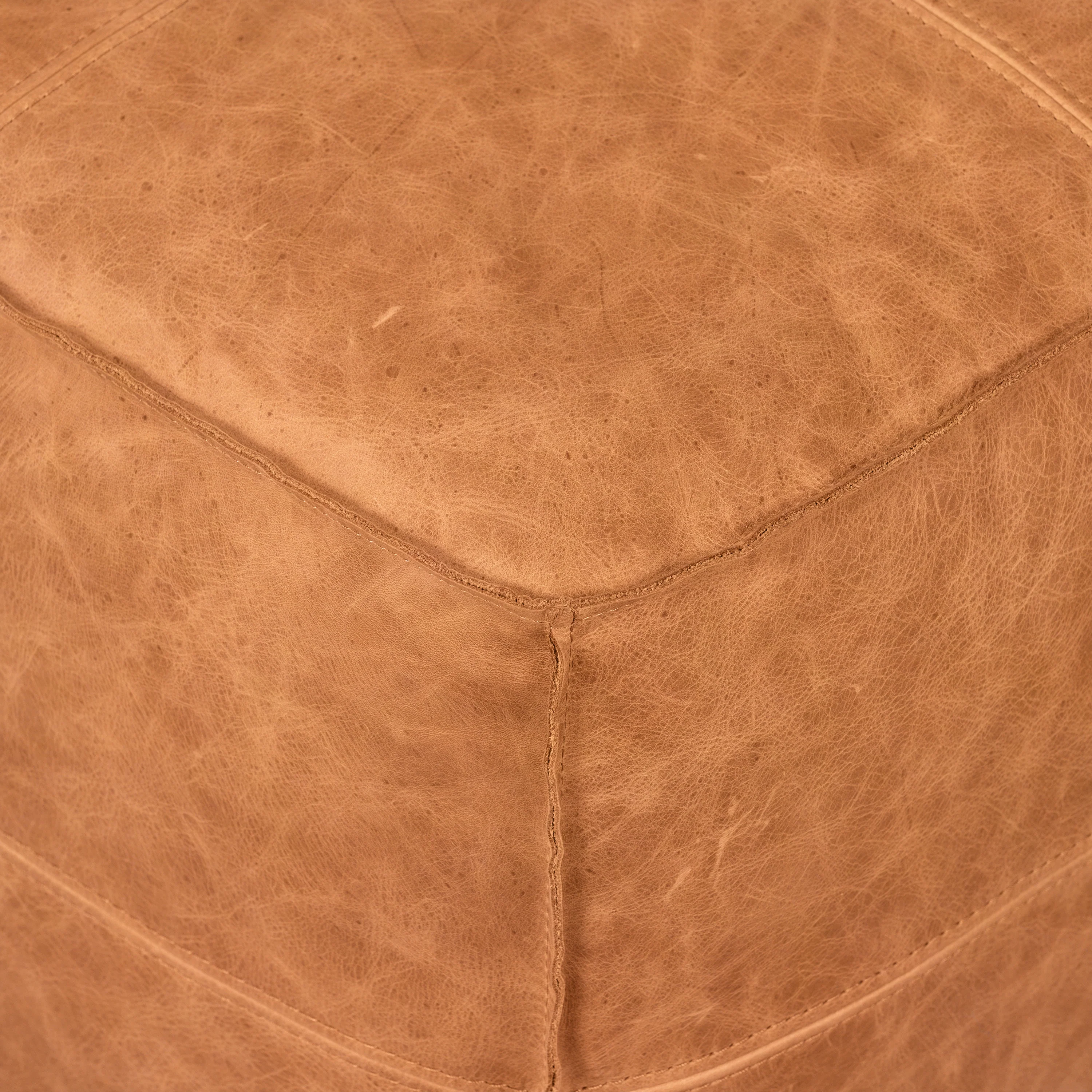 Taos Leather Square Ottoman | Cognac Tan - Image 10
