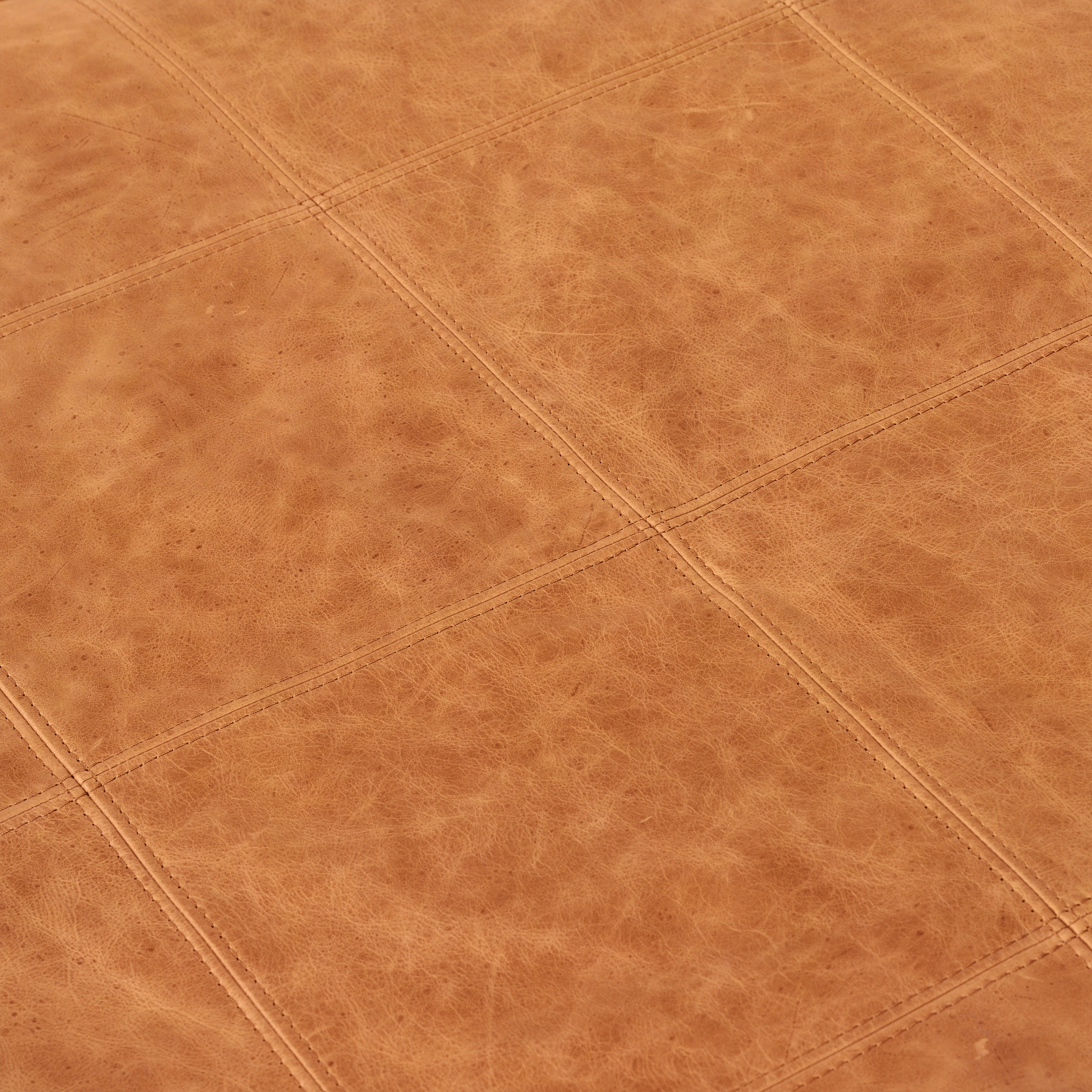 Taos Leather Square Ottoman | Cognac Tan - Image 11