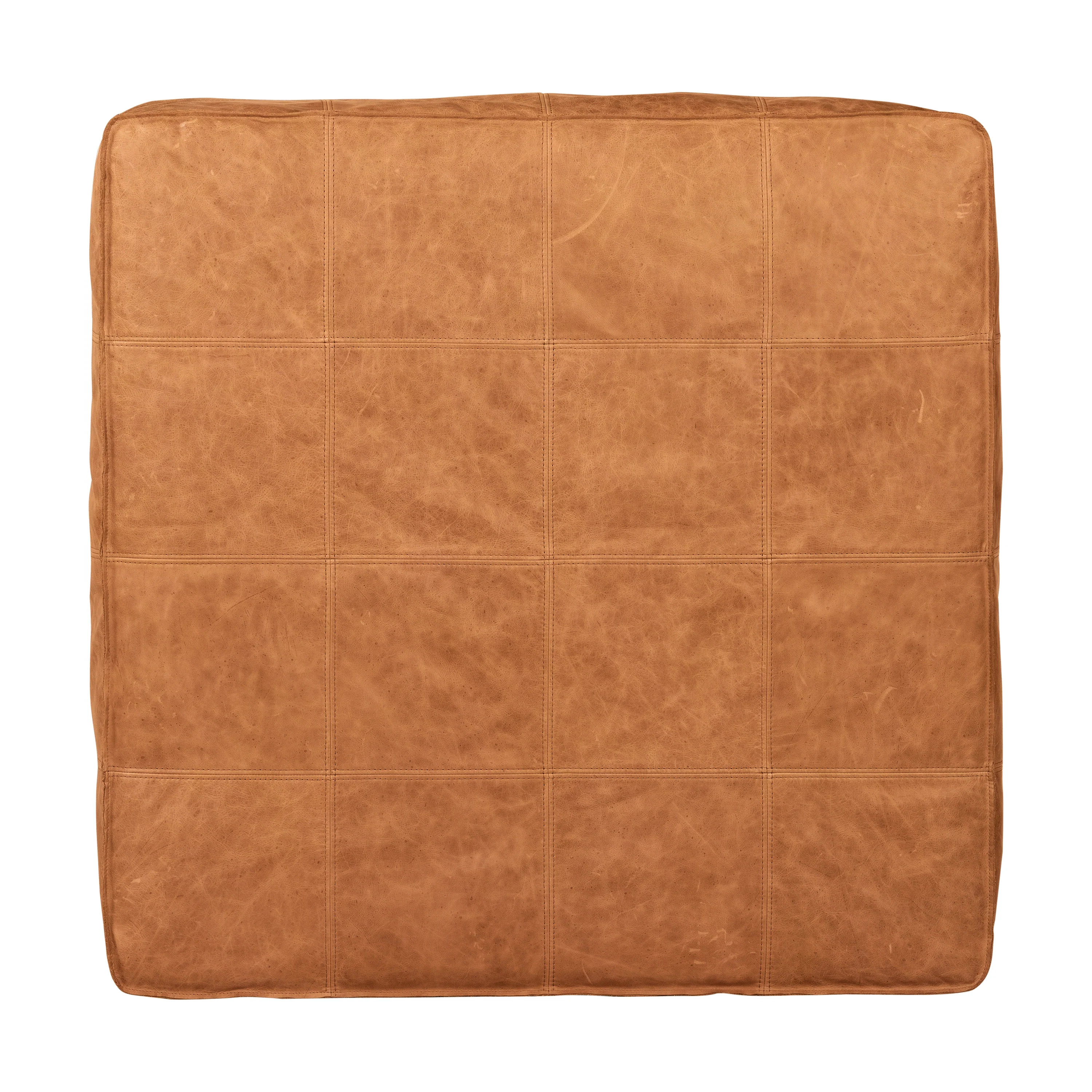 Taos Leather Square Ottoman | Cognac Tan - Image 4