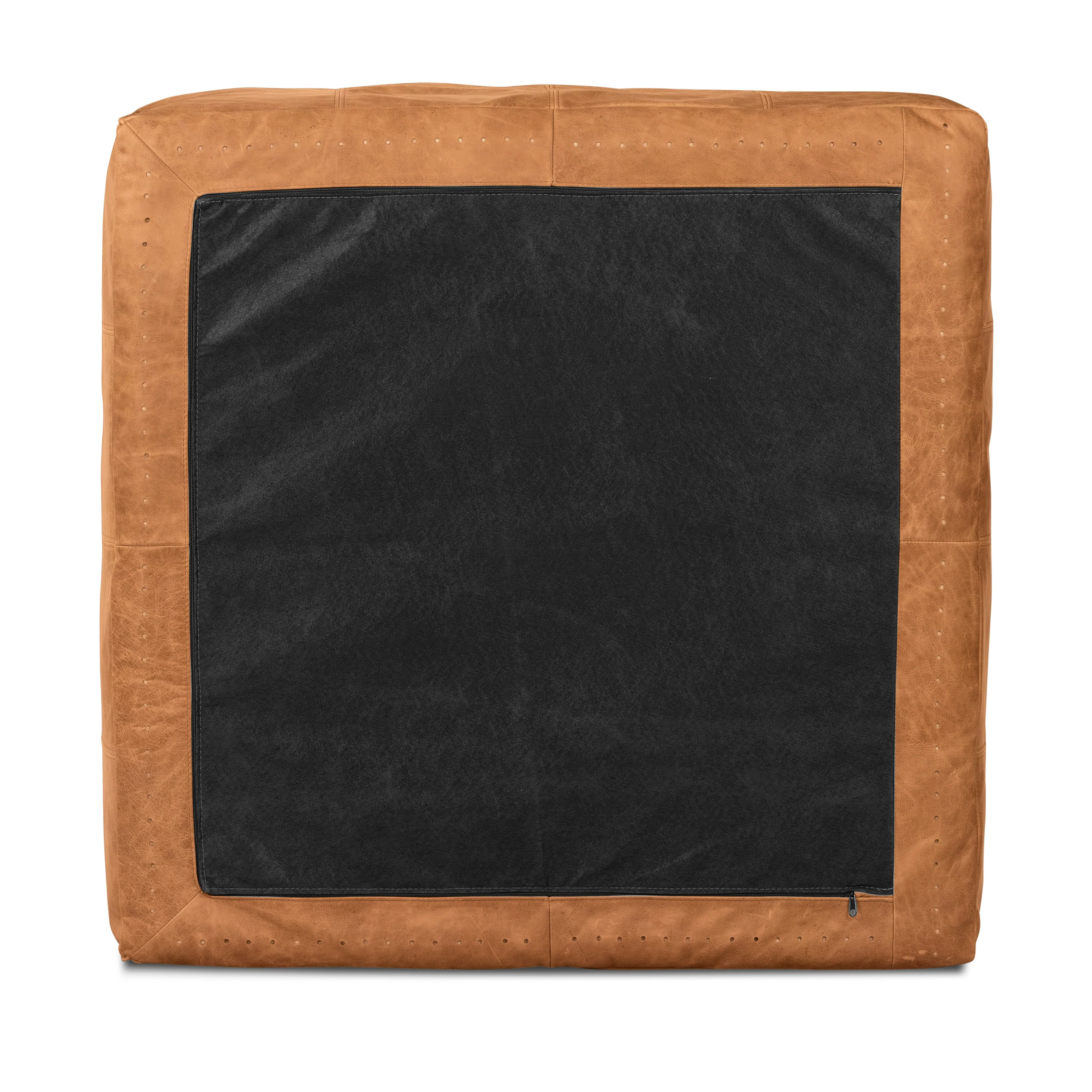 Taos Leather Square Ottoman | Cognac Tan - Image 5